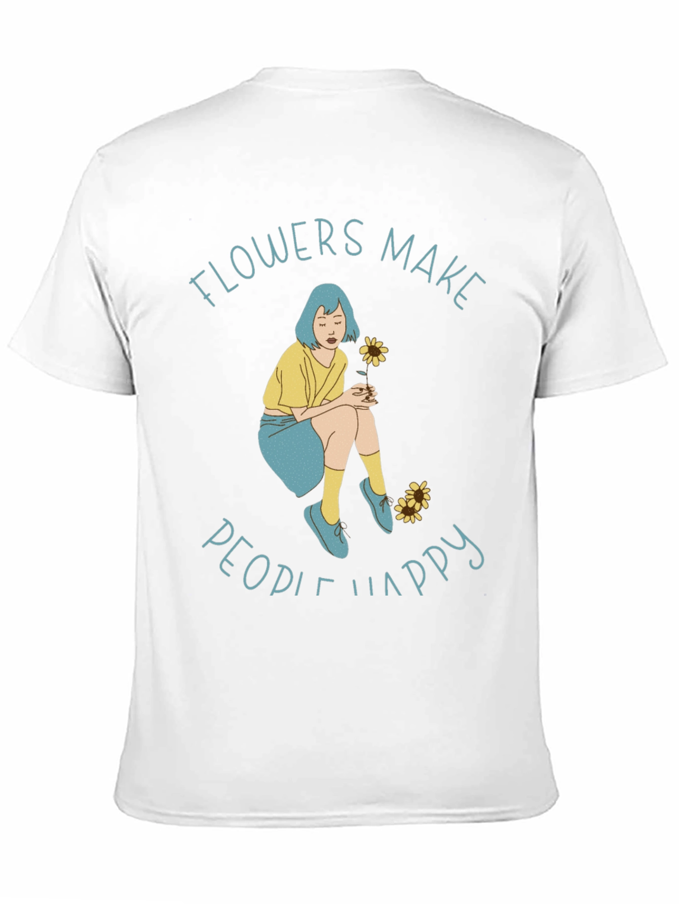 Black Flowers Make People Happy Graphic Tee view 11