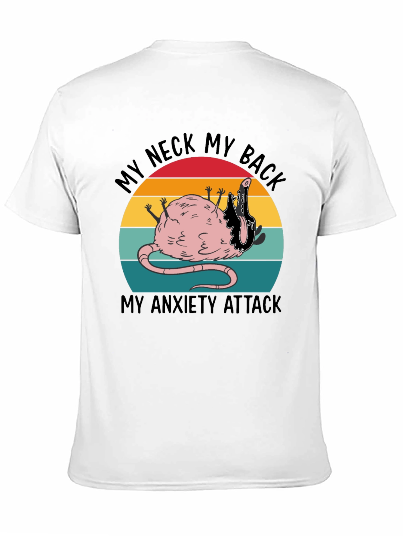 Black Funny 'My Neck My Back' Rat Anxiety T-Shirt view 11