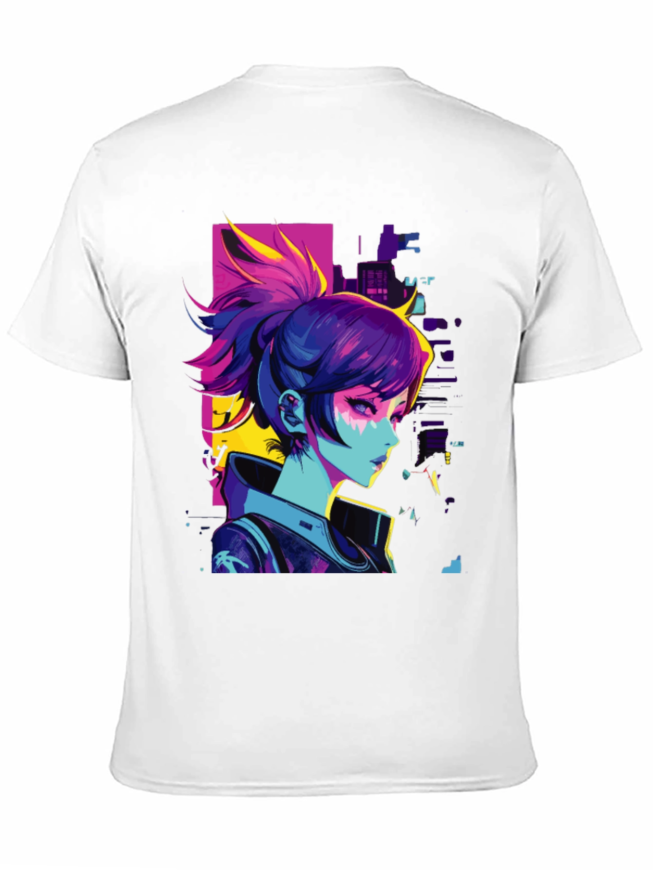 Black Cyberpunk Anime Girl Graphic Black T-Shirt view 11