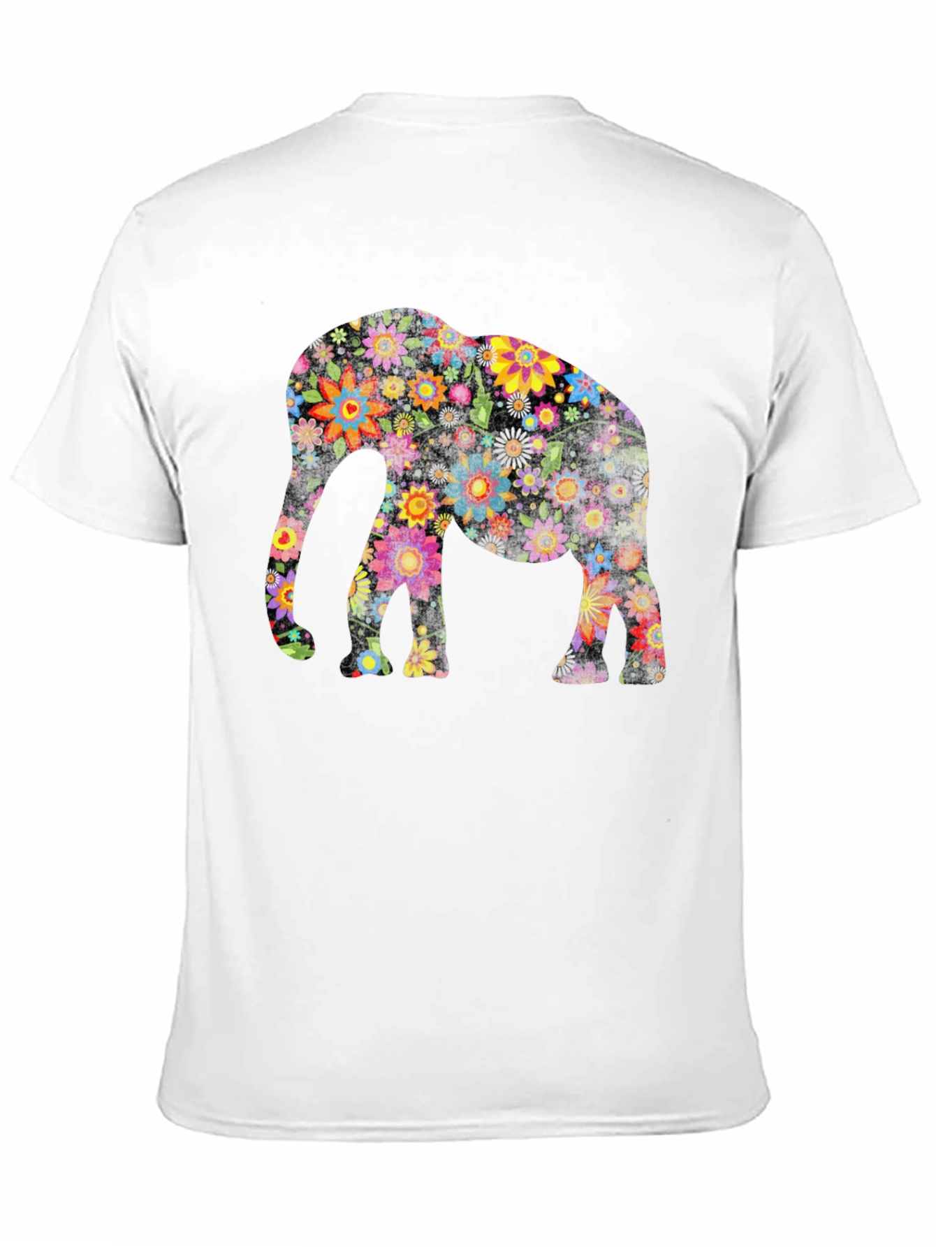 Black Floral Elephant Graphic Tee - Black Cotton Blend view 11