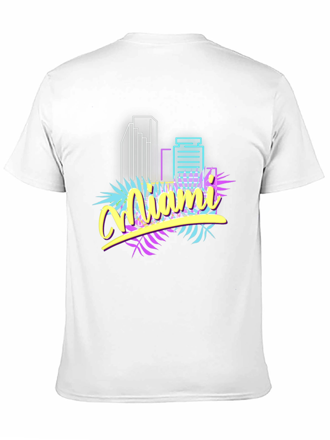 Black Miami Vice Style Graphic T-Shirt - Retro Neon Design view 11