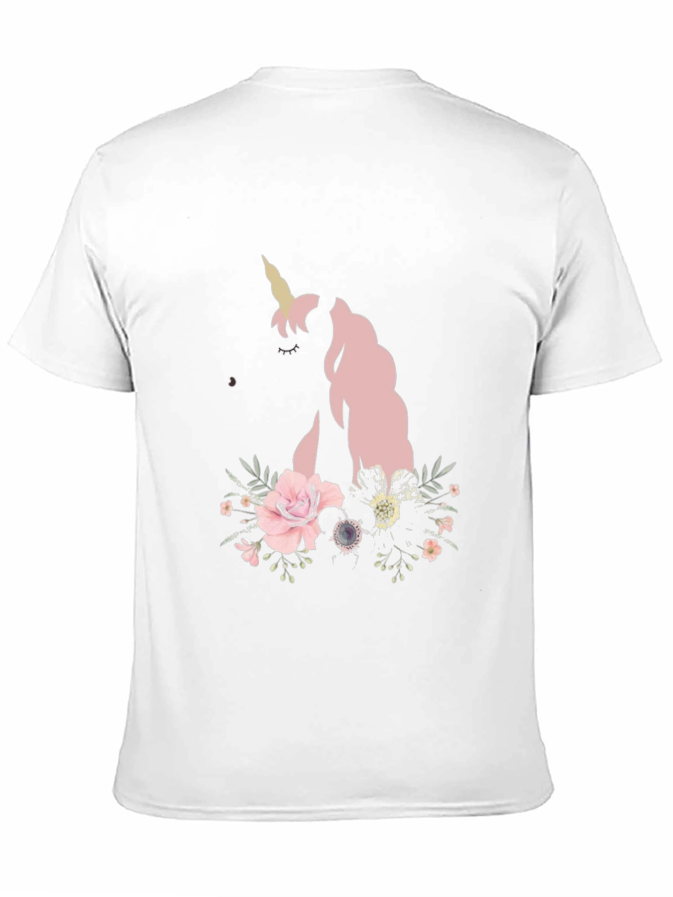 Black Floral Unicorn Black T-Shirt view 11