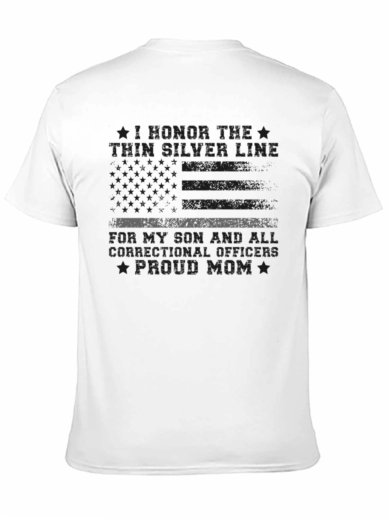 Black Thin Silver Line Proud Correction Officer Mom T-Shirt view 11
