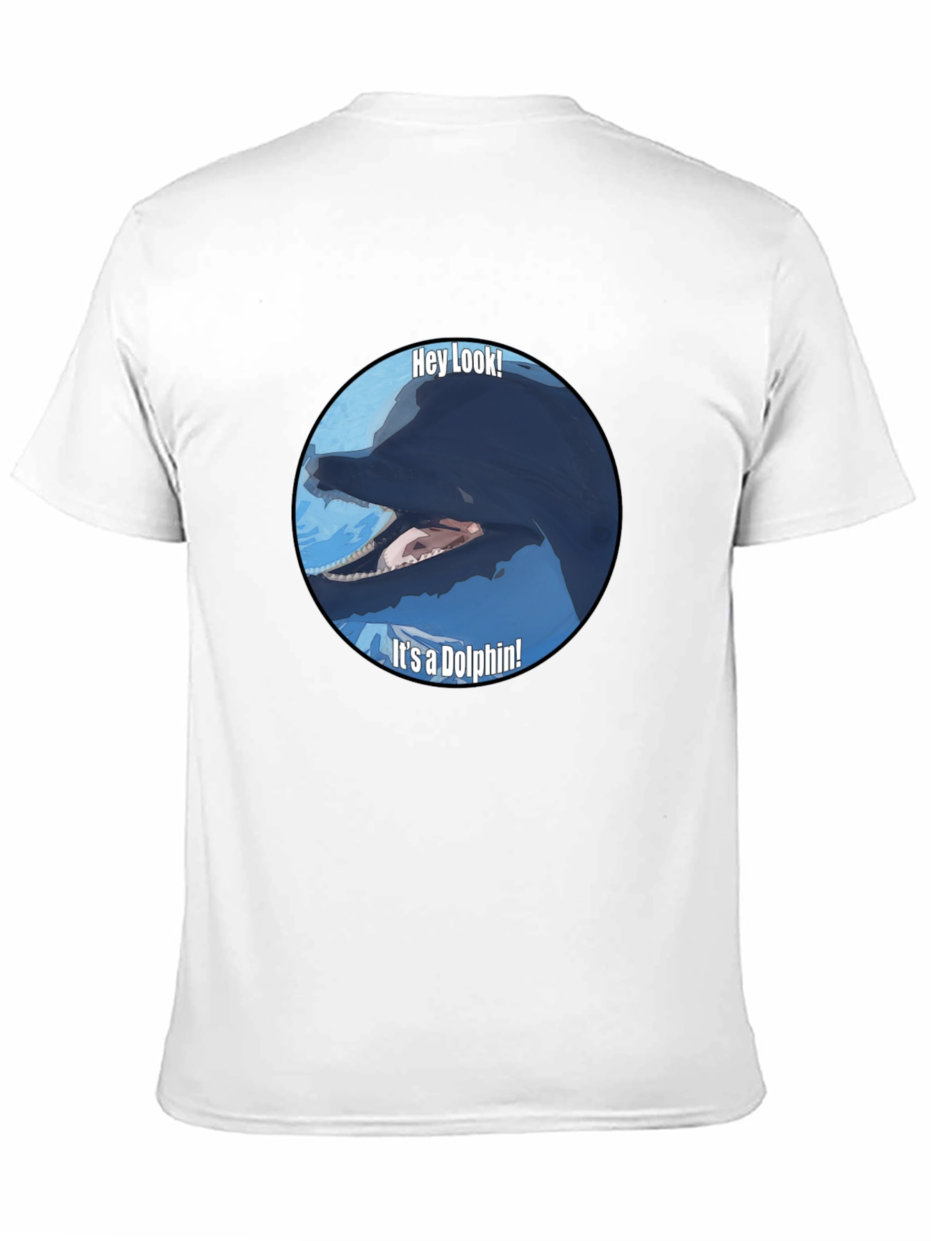 Black Funny Dolphin Graphic Print T-Shirt - Black view 11