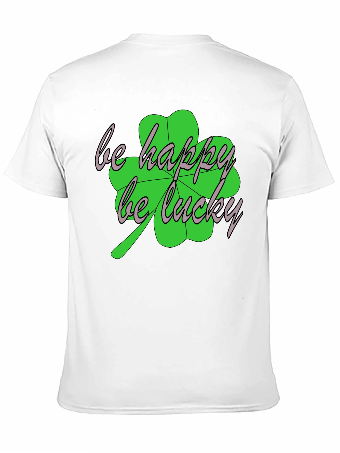 Black Lucky Clover Graphic Tee - Be Happy, Be Lucky T-Shirt view 11