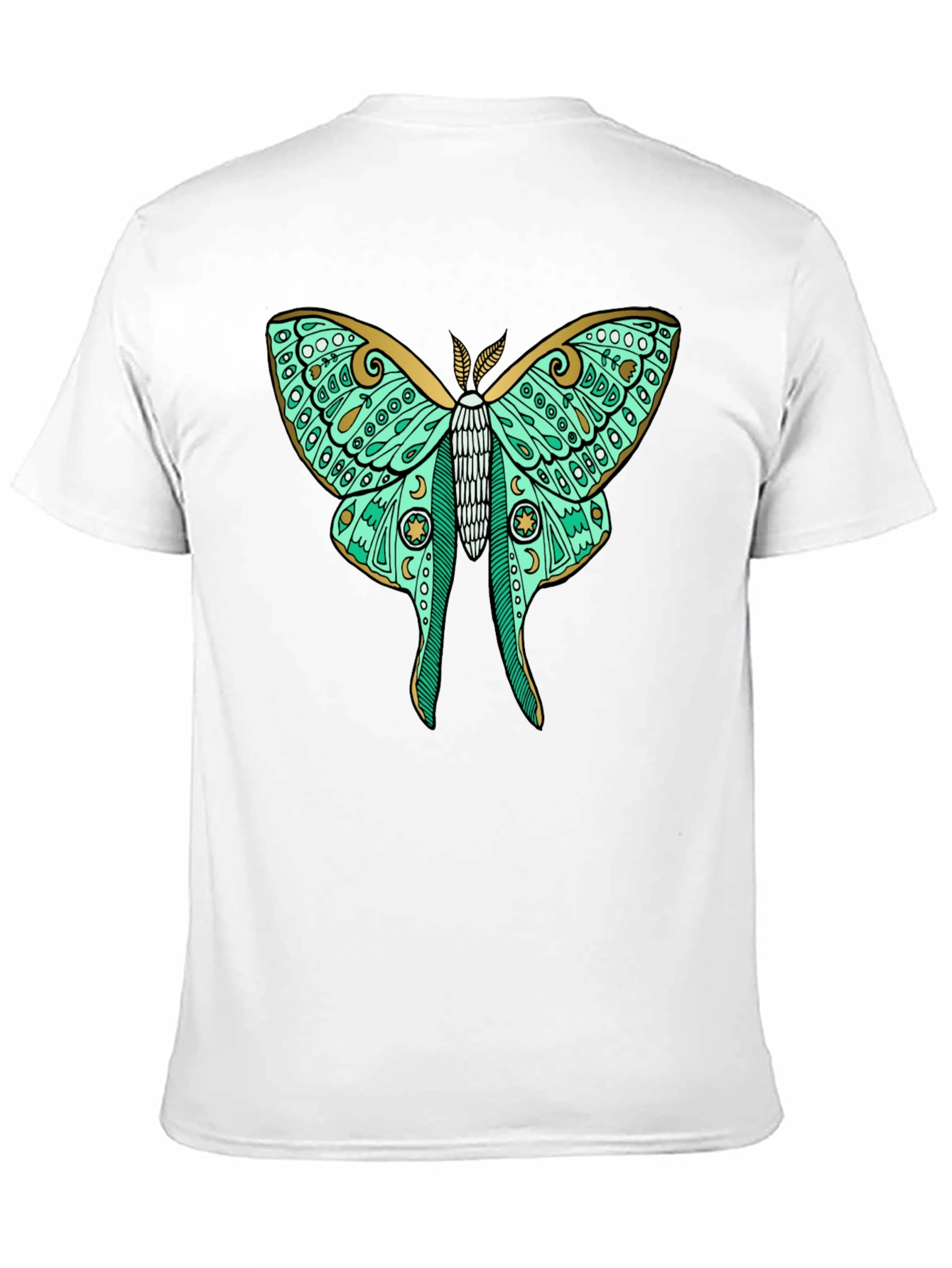 Black Luna Moth Graphic Tee - Black Cotton T-Shirt view 11