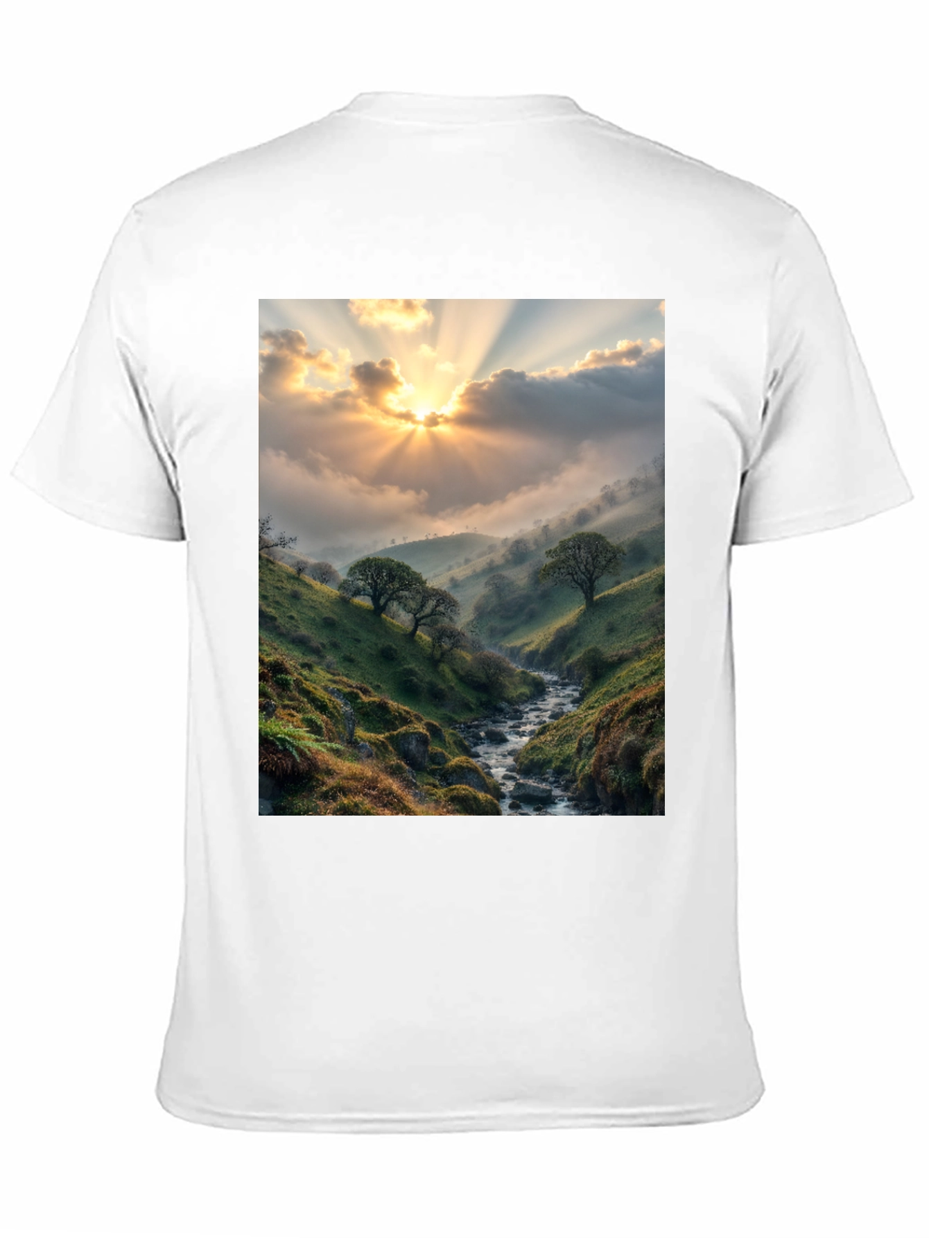Black Sunlit Valley T-Shirt - Nature Scenery Tee view 11