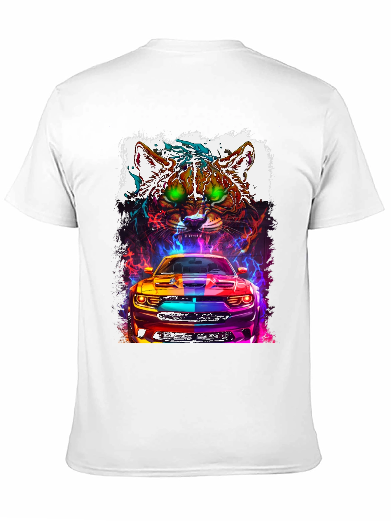 Black Car and Cat Graphic Tee - Cool Design view 11