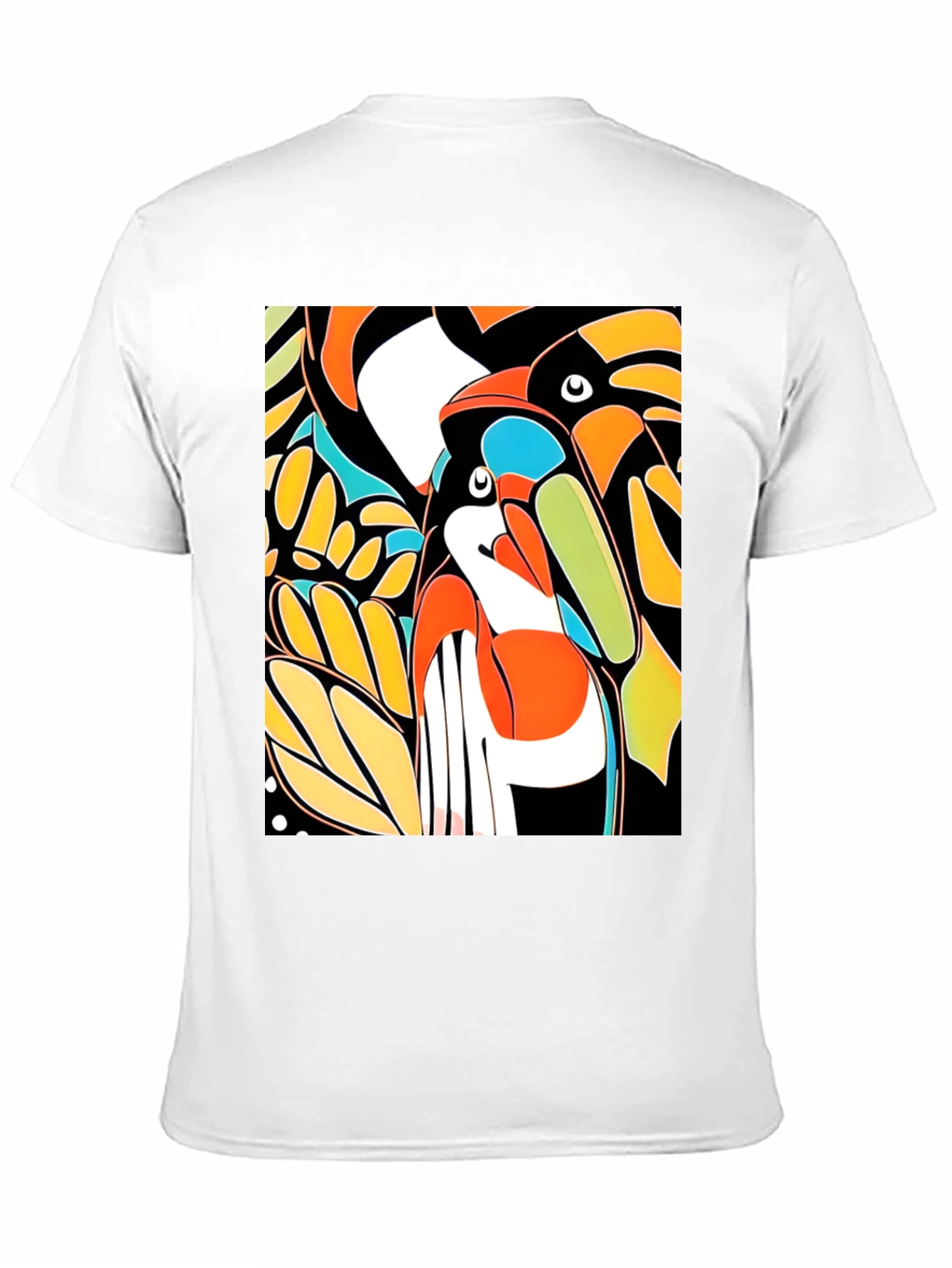 Black Abstract Toucan Print Black T-Shirt view 11
