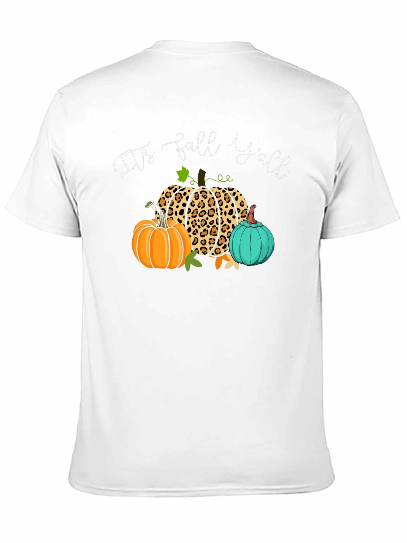 Black It's Fall Y'all Pumpkin Leopard T-Shirt view 11