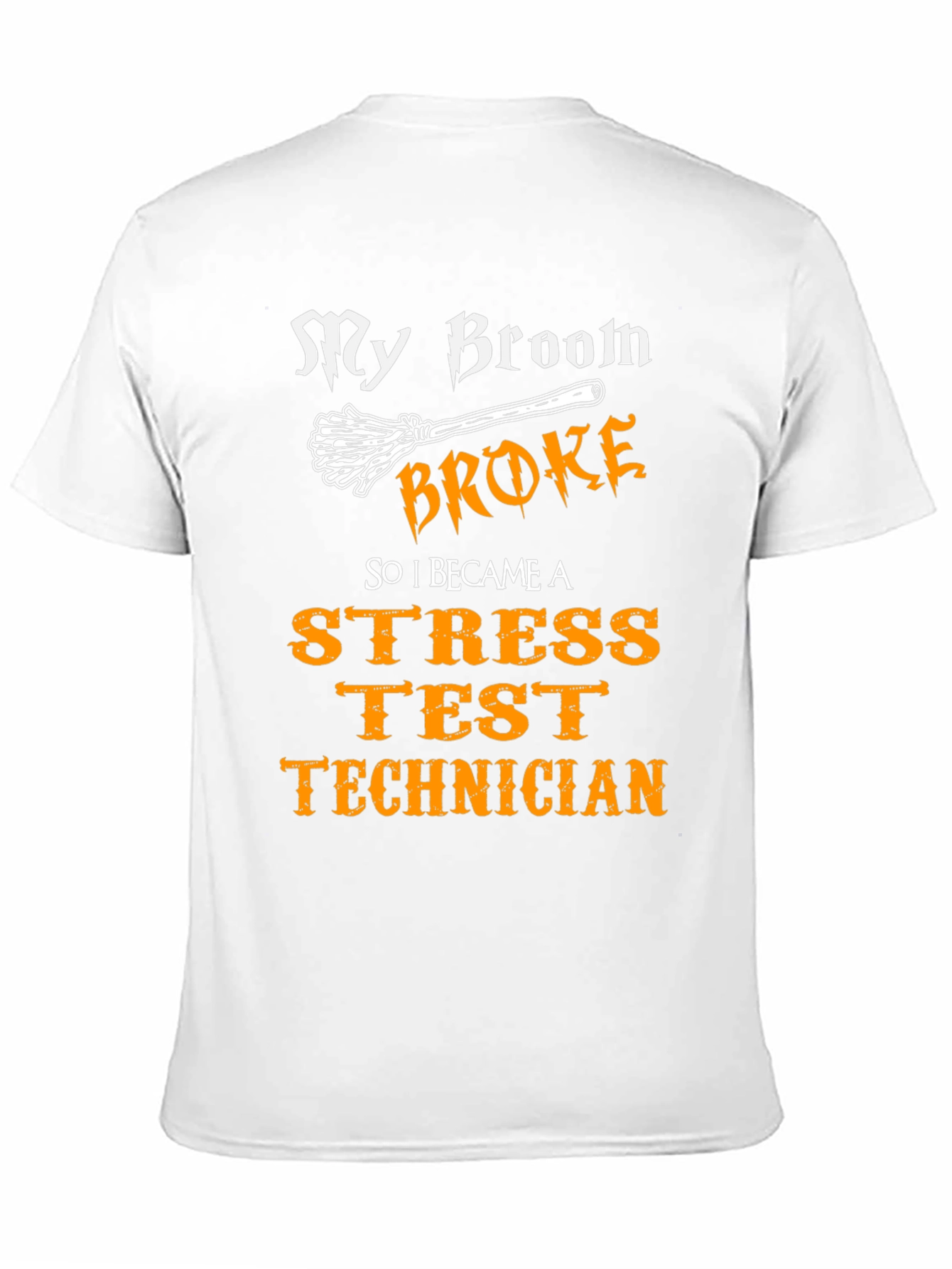 Black Stress Test Technician T-Shirt - Broom Broke view 11