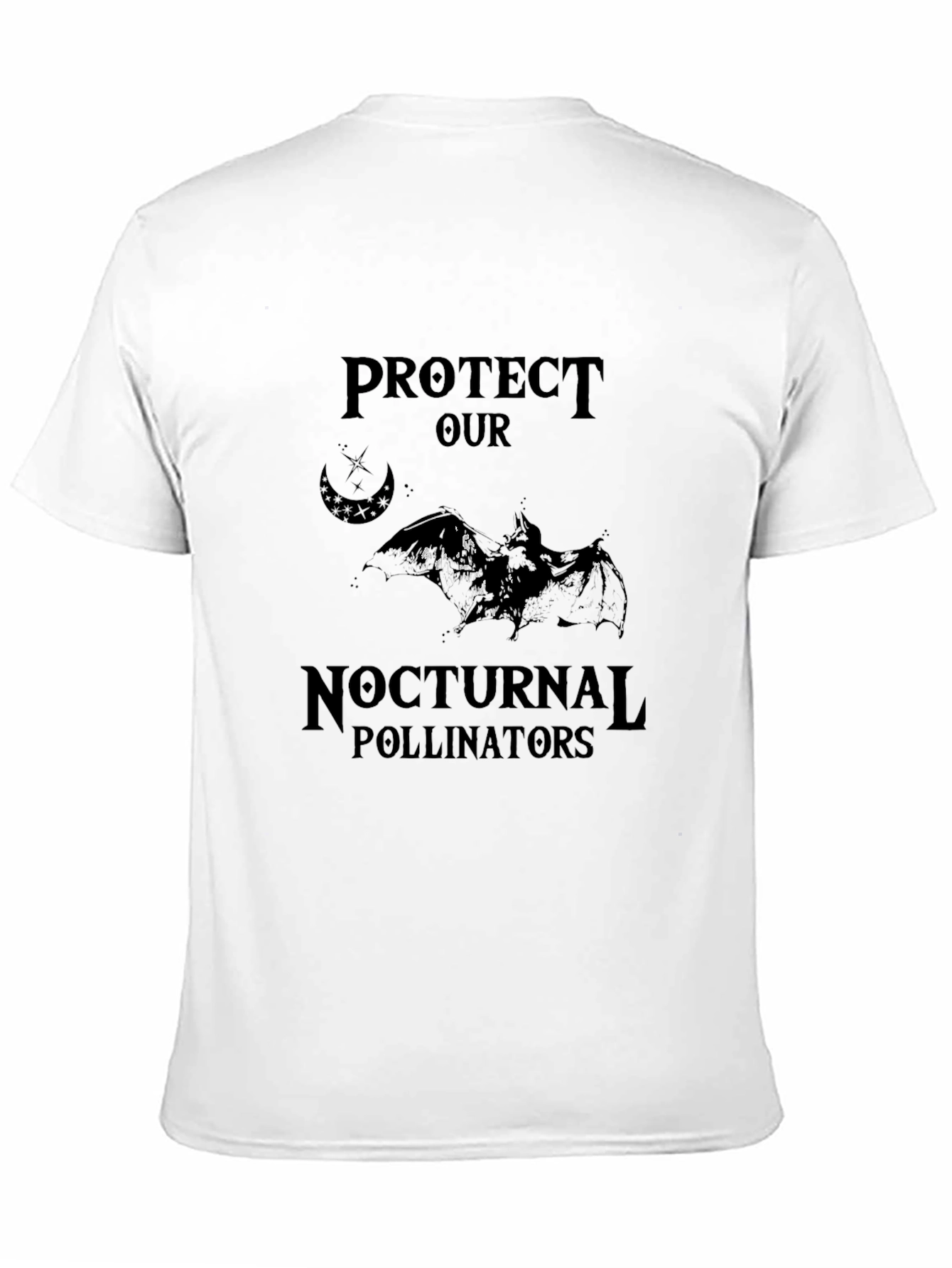 Black Protect Nocturnal Pollinators Black T-Shirt view 11