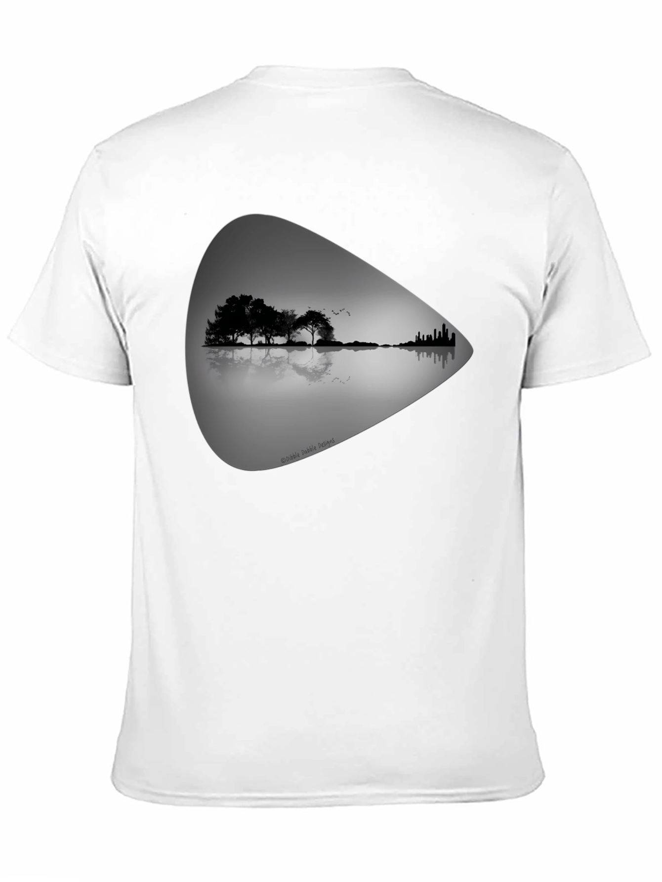 Black Guitar Landscape Graphic Tee - Black Cotton T-Shirt view 11