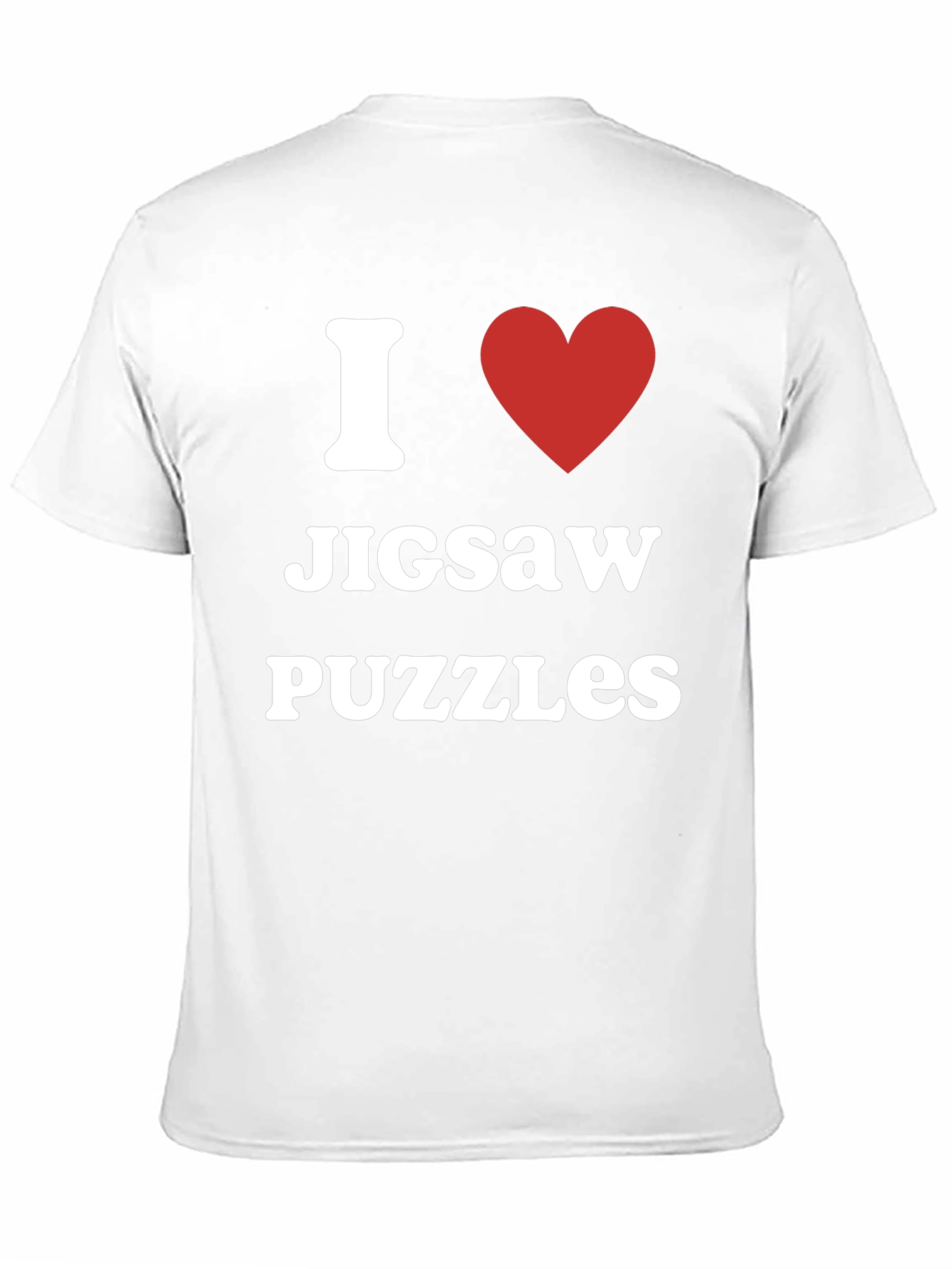 Black I Heart Jigsaw Puzzles T-Shirt - Black Cotton Tee view 11