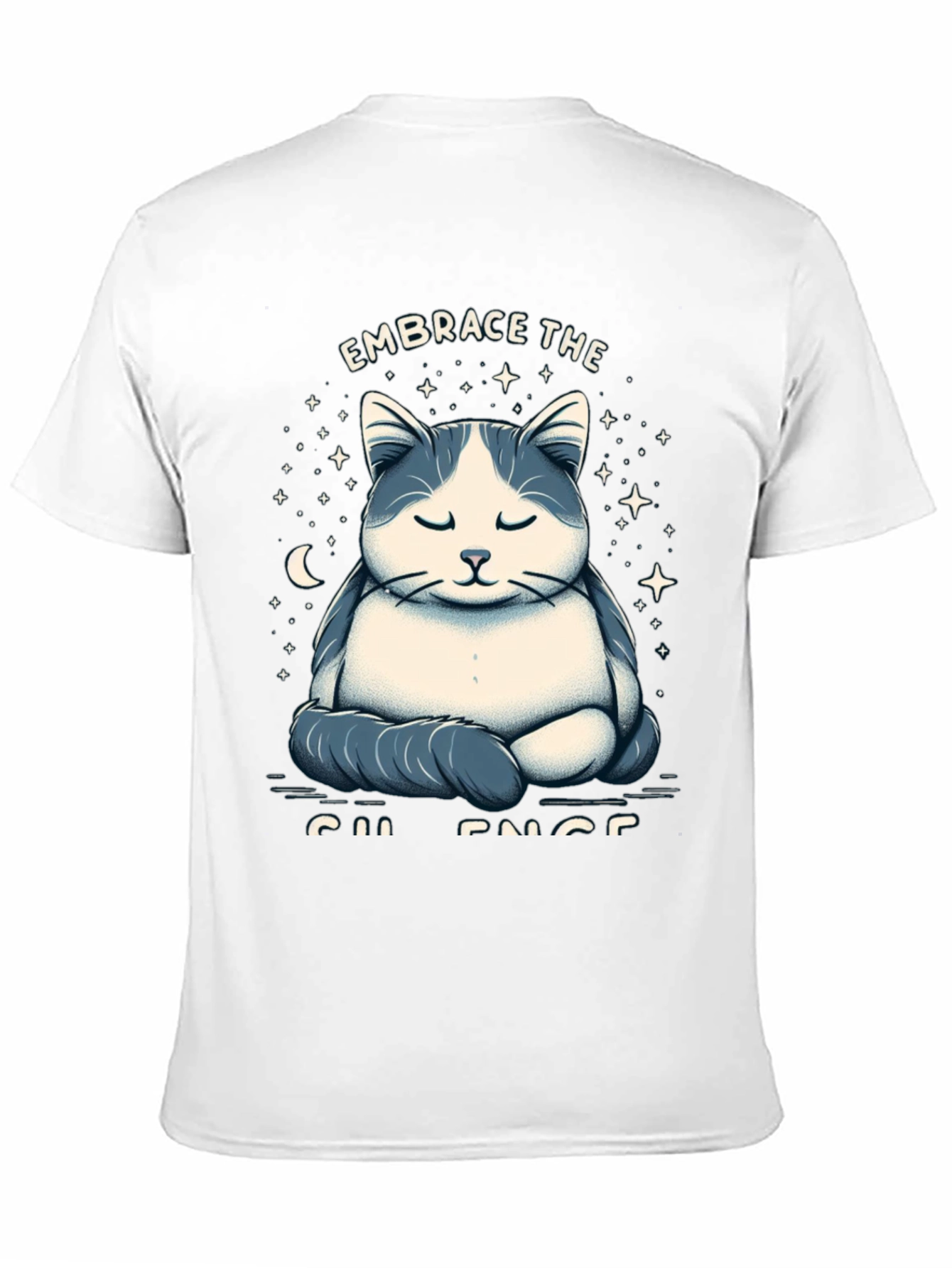 Black Zen Cat Meditation Graphic T-Shirt view 11