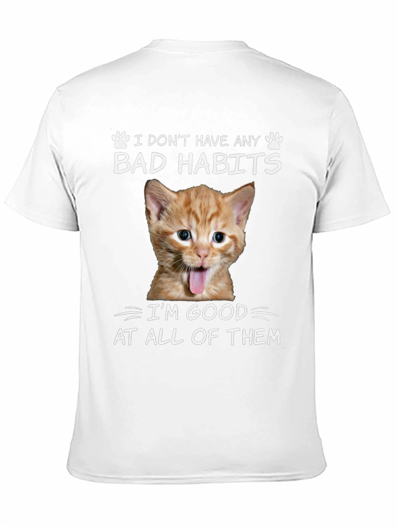 Black Funny Cat Bad Habits Graphic T-Shirt view 11