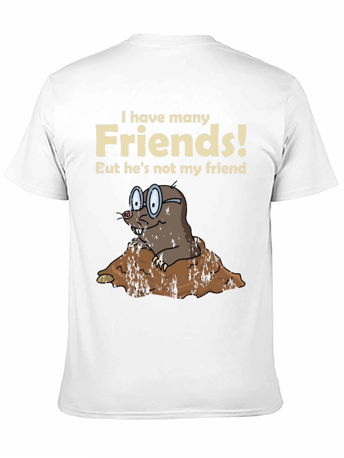 Black Funny Mole Graphic T-Shirt - "I Have Many Friends!" view 11