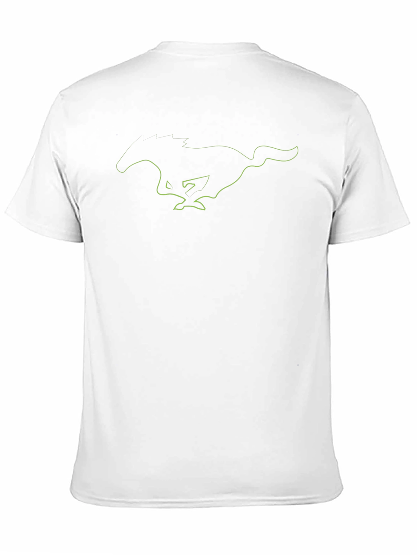 Black Men's Black T-Shirt with Green Mustang Graphic view 11