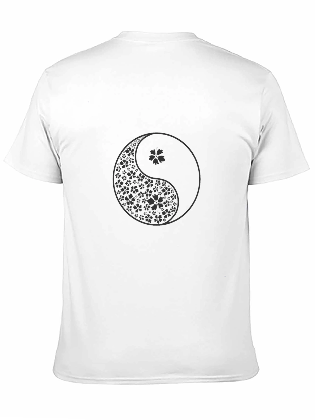 Black Yin Yang Cherry Blossom Black T-Shirt view 11