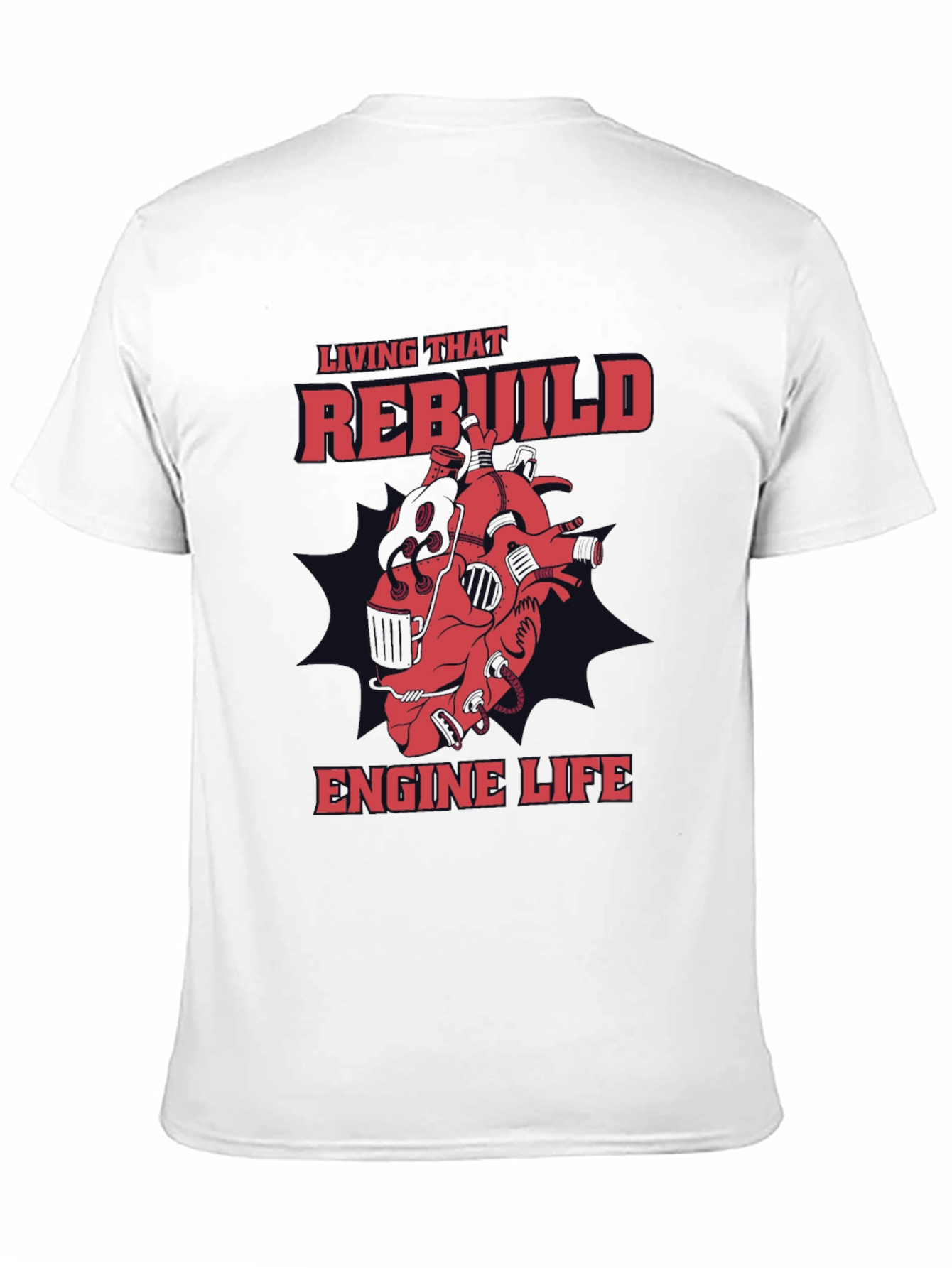 Black Rebuild Engine Life Graphic T-Shirt view 11