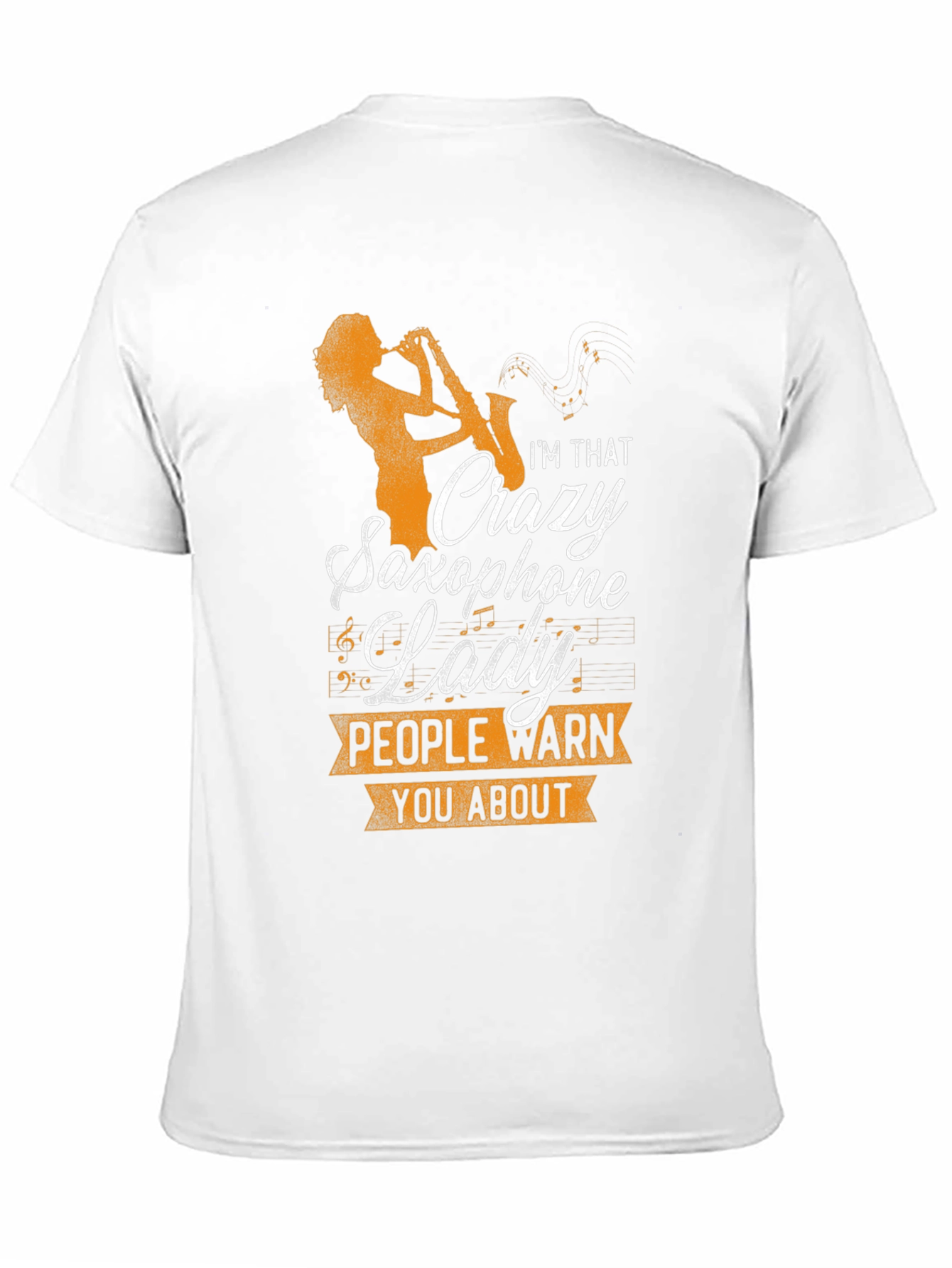 Black Crazy Saxophone Lady Graphic T-Shirt view 11