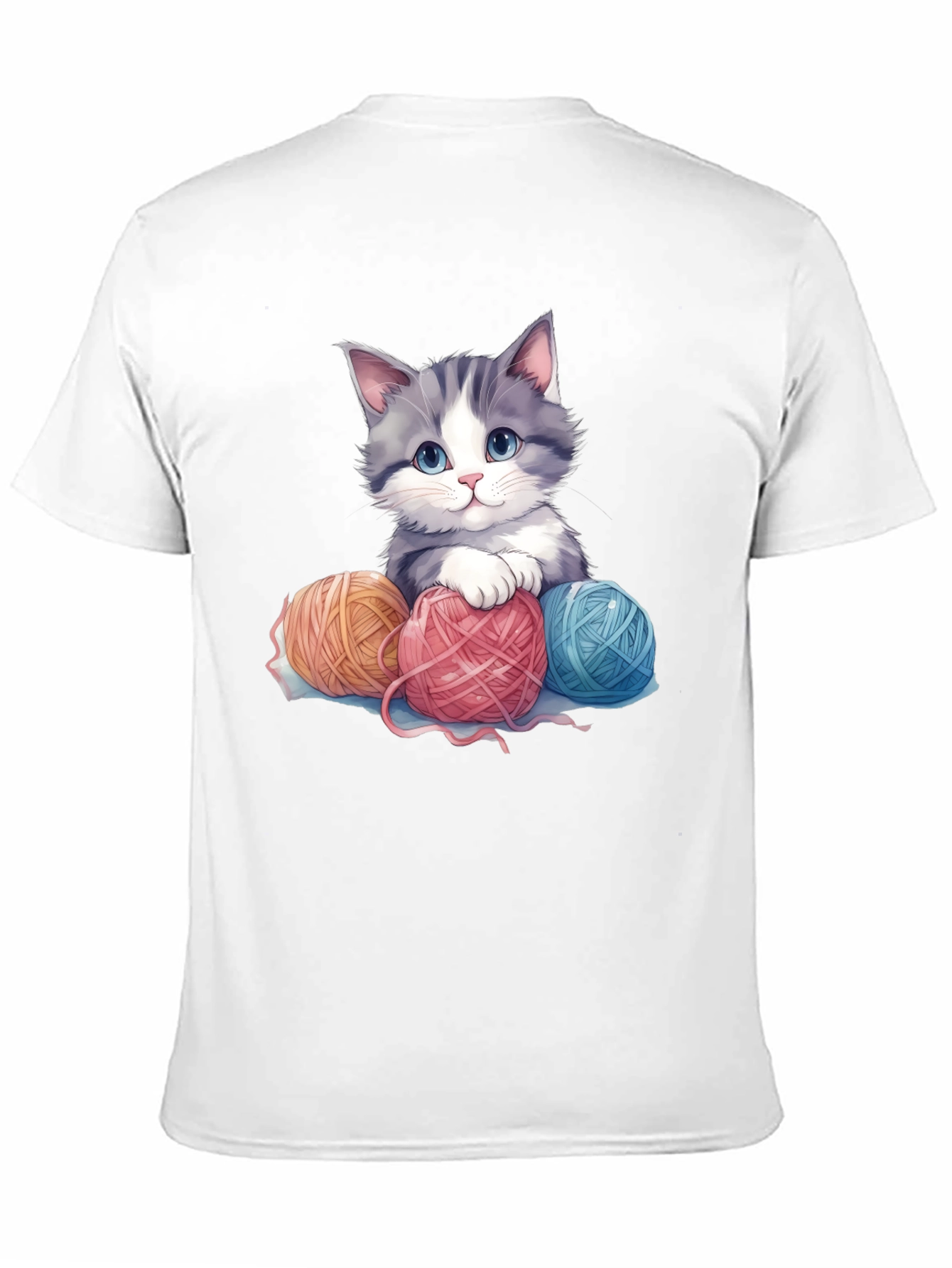 Black Cute Kitten & Yarn Balls Graphic Tee view 11