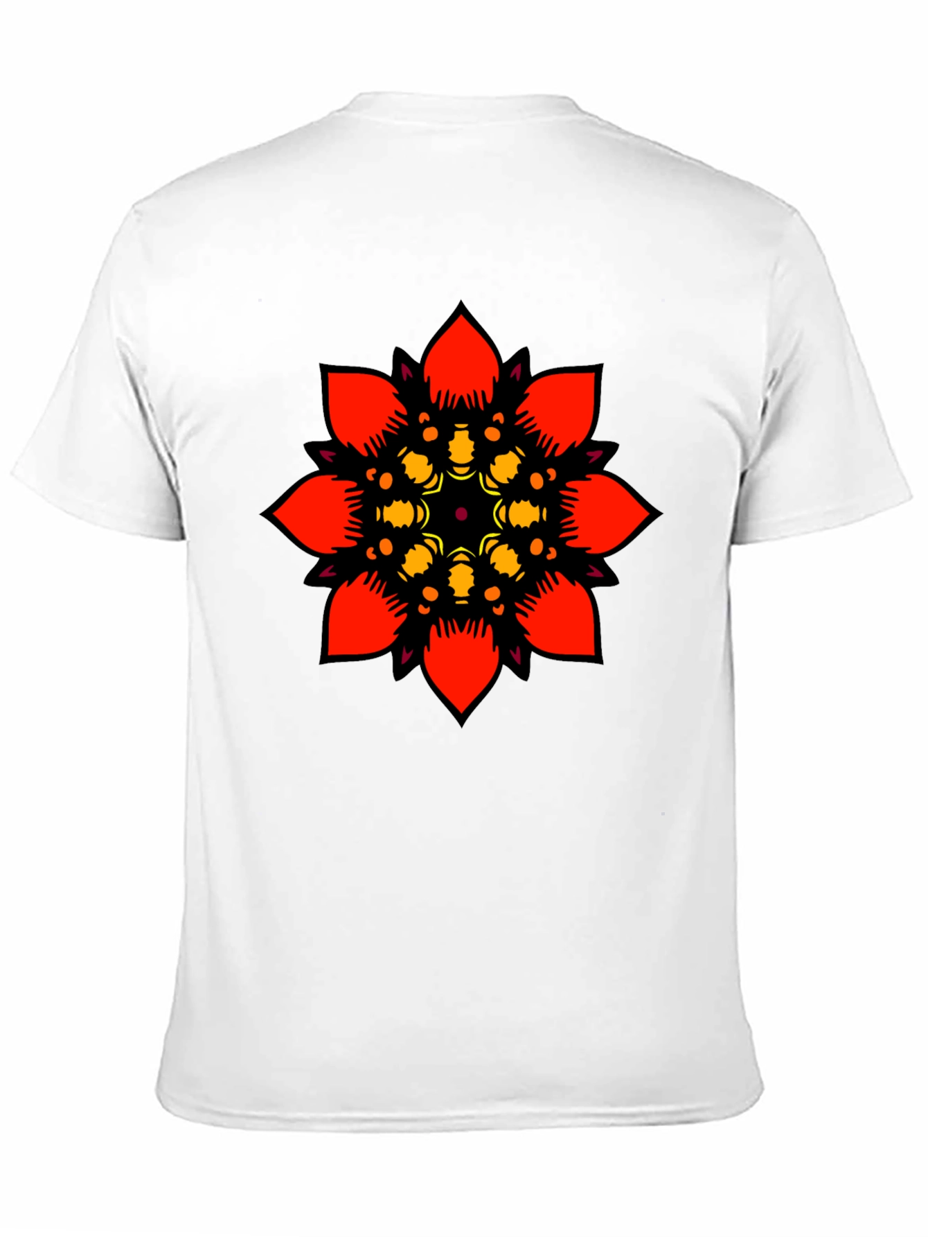 Black Geometric Mandala Graphic Tee - Black Cotton T-Shirt view 11