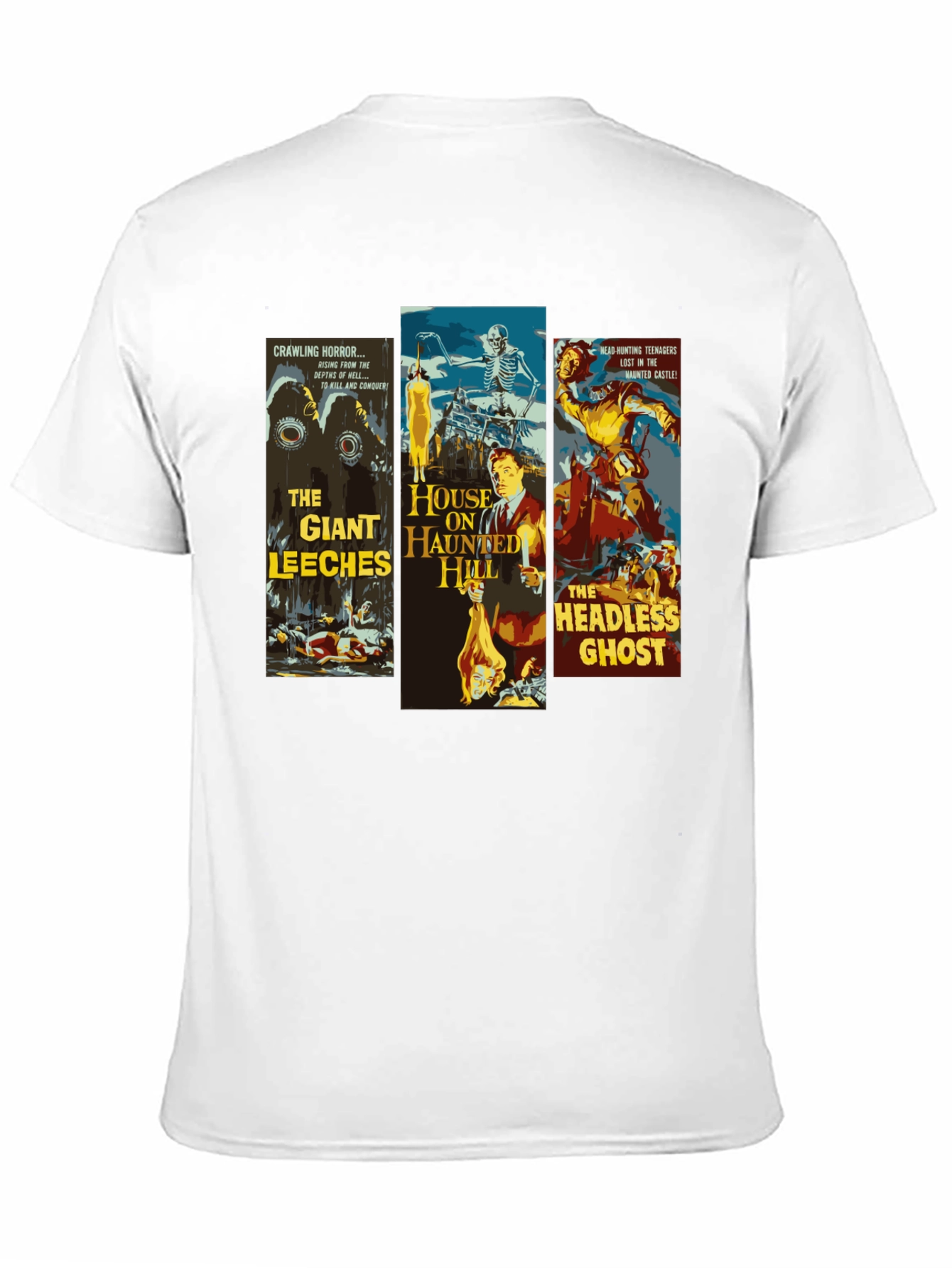 Black Horror Movie Poster Collage Graphic T-Shirt view 11