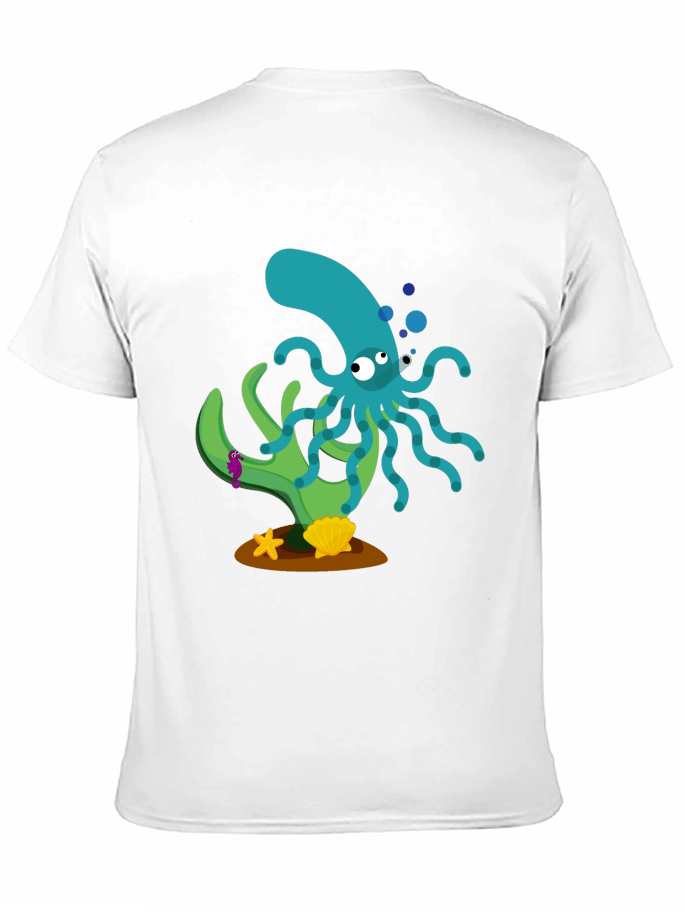 Black Cartoon Octopus Graphic Print Black T-Shirt view 11