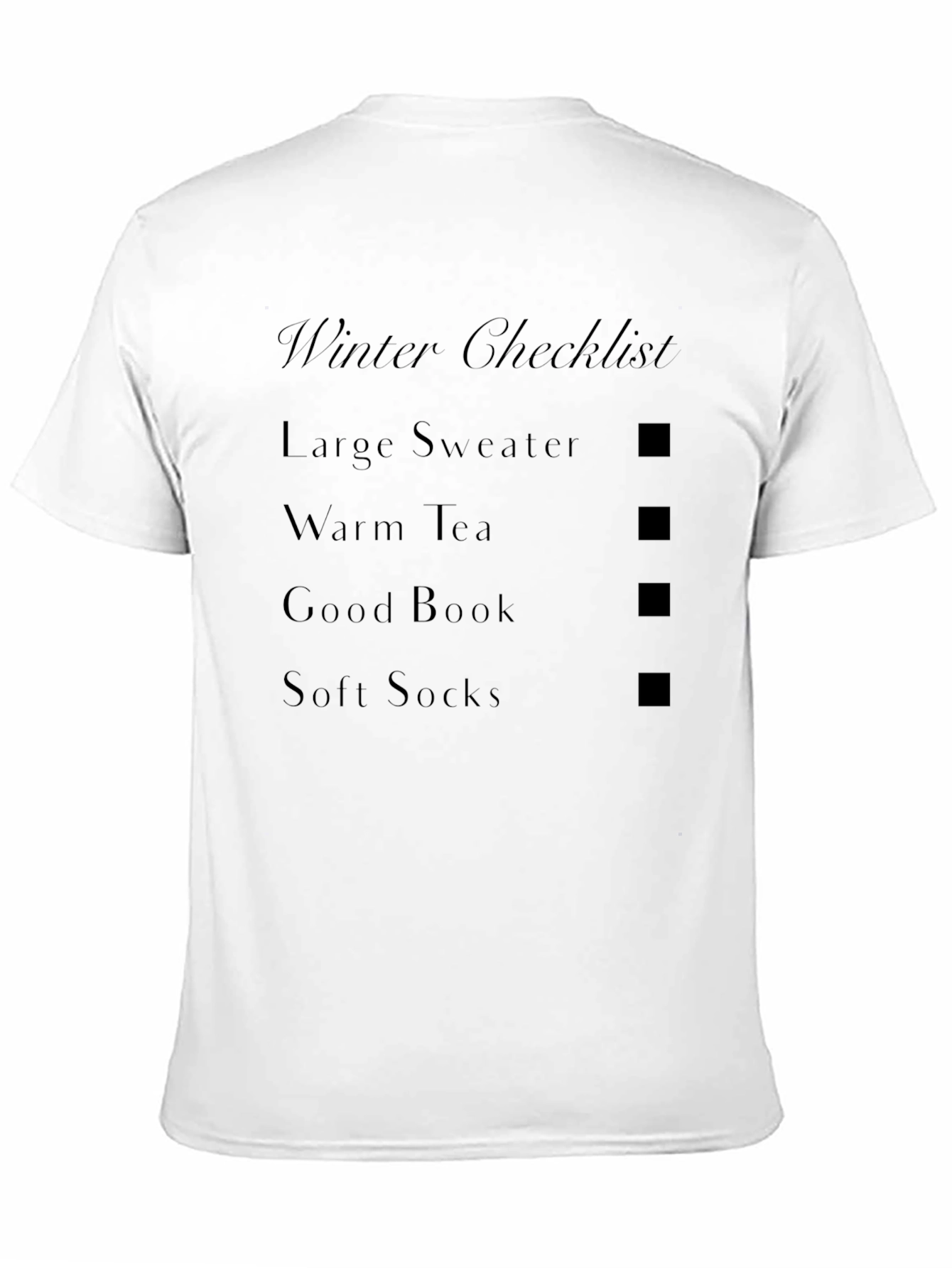 Black Winter Checklist Graphic Tee - Cozy Season Apparel view 11