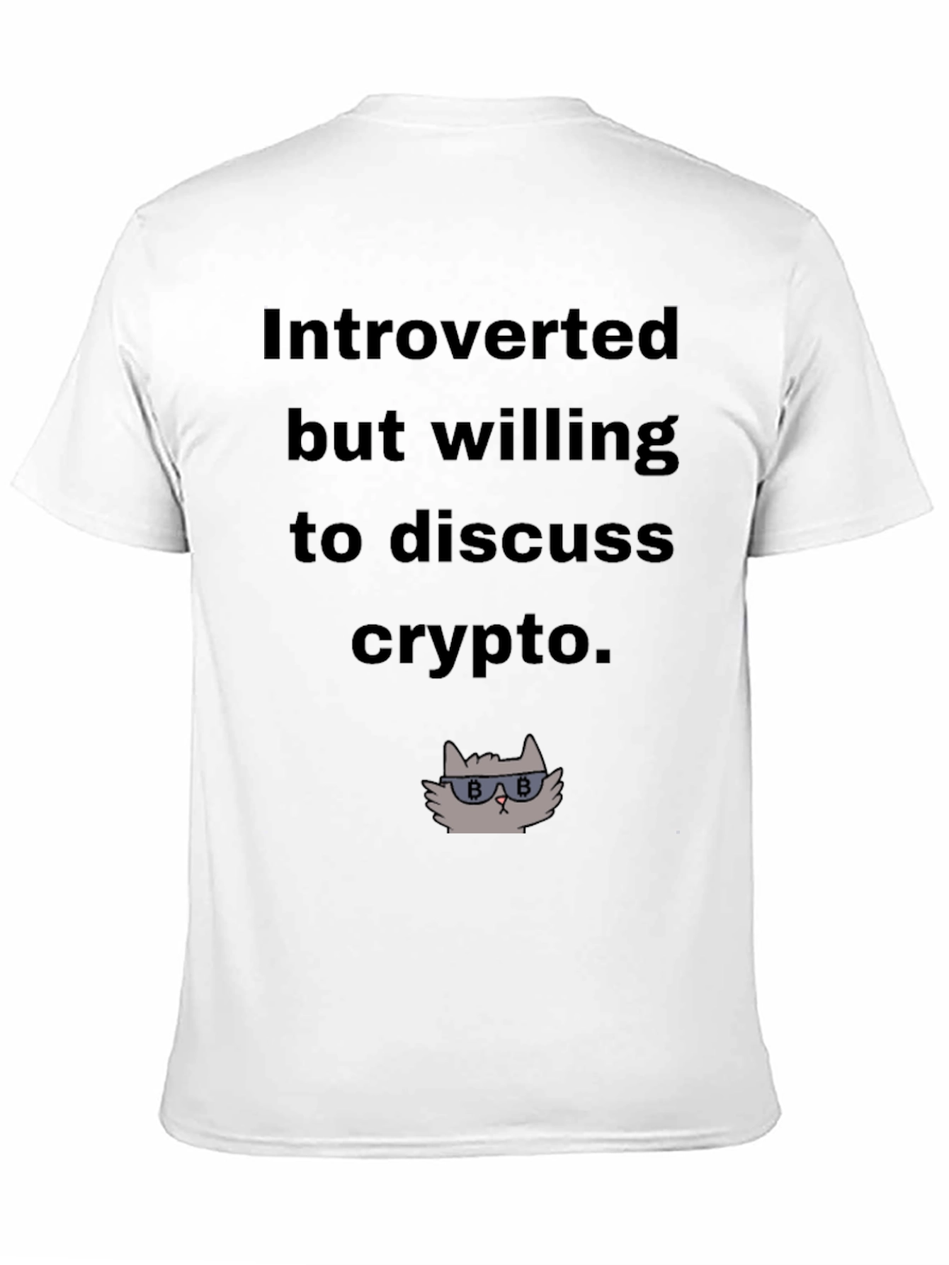 Black Introverted Crypto Cat Graphic T-Shirt view 11