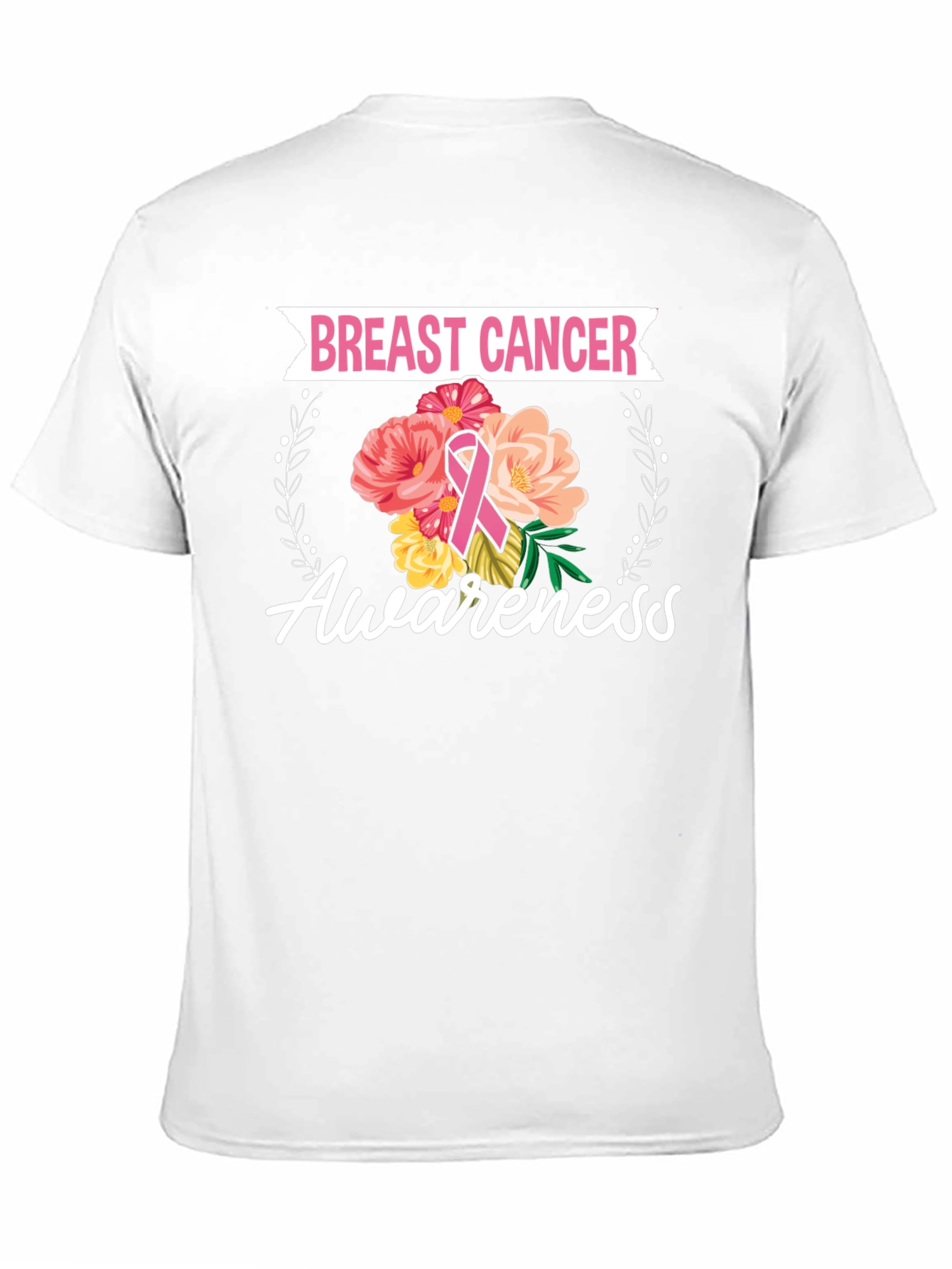 Black Breast Cancer Awareness Floral T-Shirt view 11