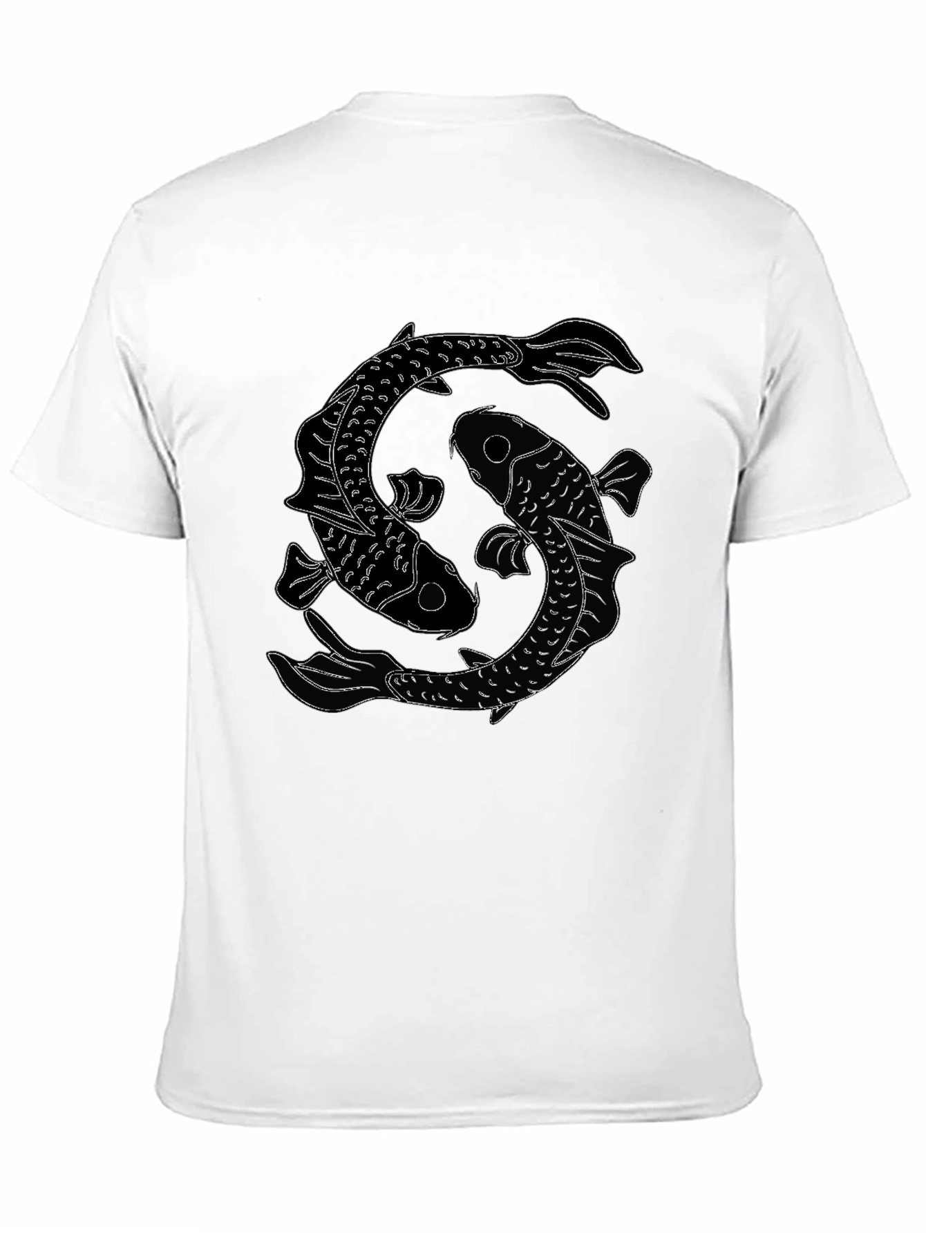 Black Yin Yang Koi Fish Graphic Tee - Classic Black T-Shirt view 11