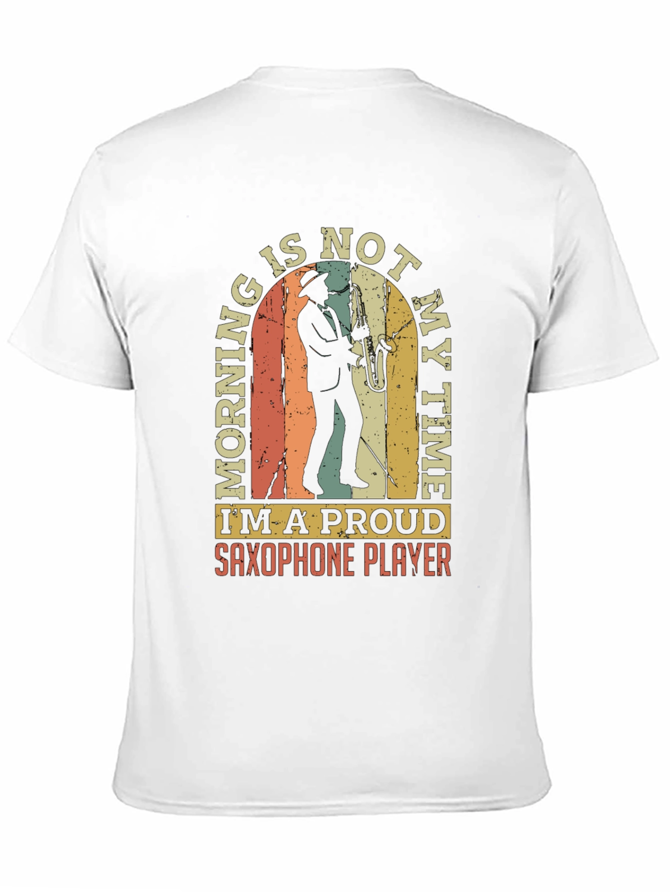 Black Saxophone Player T-Shirt - Morning is Not My Time! view 11