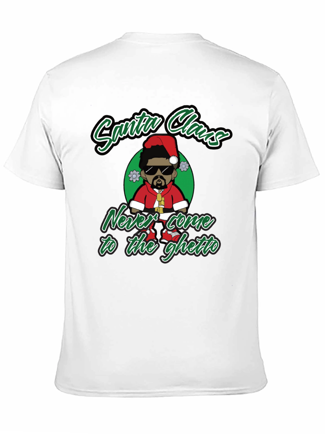 Black Santa Claus Never Come to the Ghetto Black T-Shirt view 11