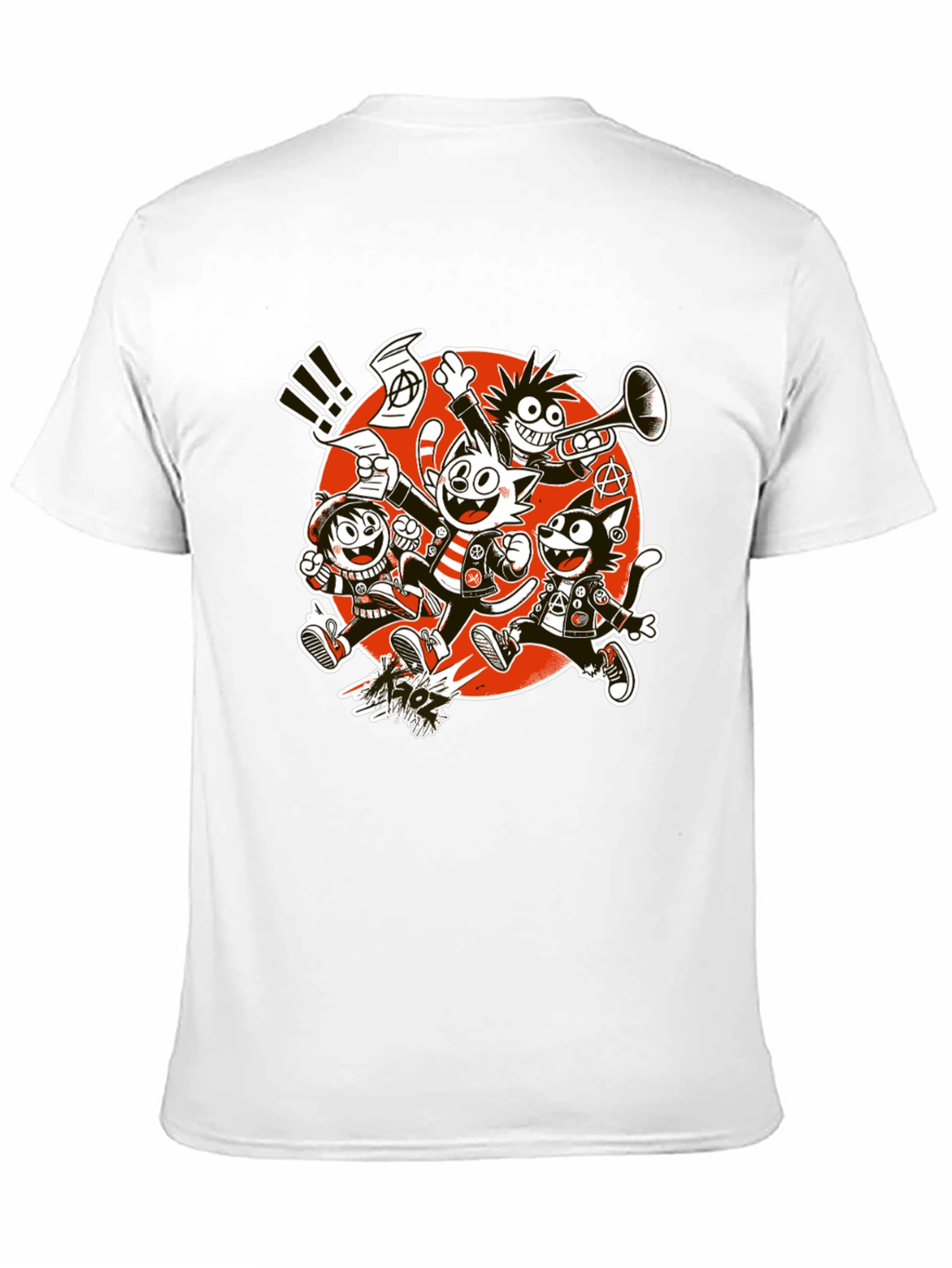 Black Cartoon Punk Band Graphic T-Shirt view 11