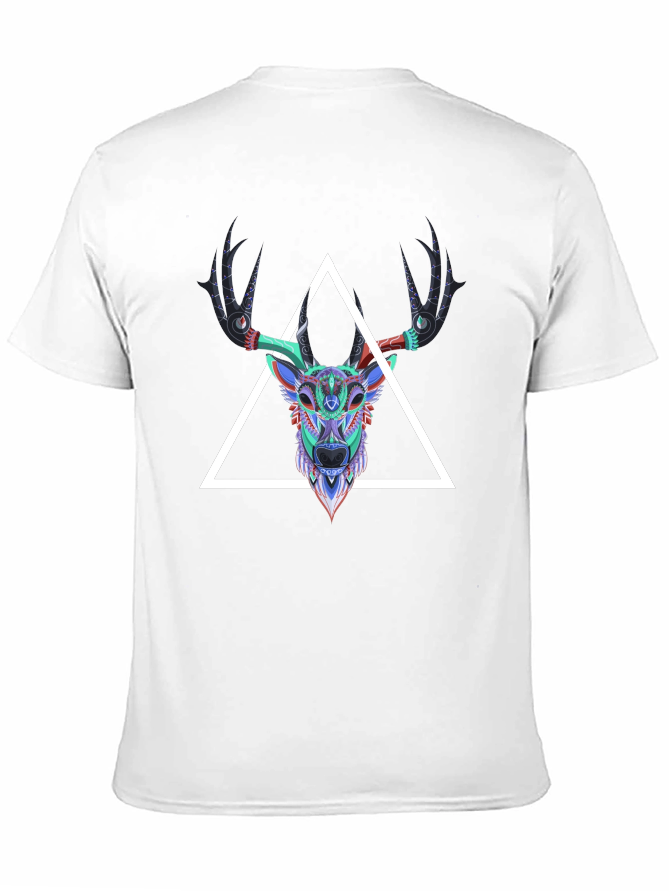 Black Geometric Deer Head Graphic Tee - Men's Black T-Shirt view 11