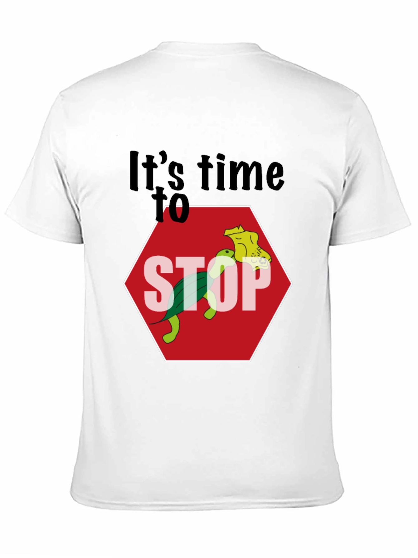 Black Humorous Turtle Stop Sign Graphic Tee view 11