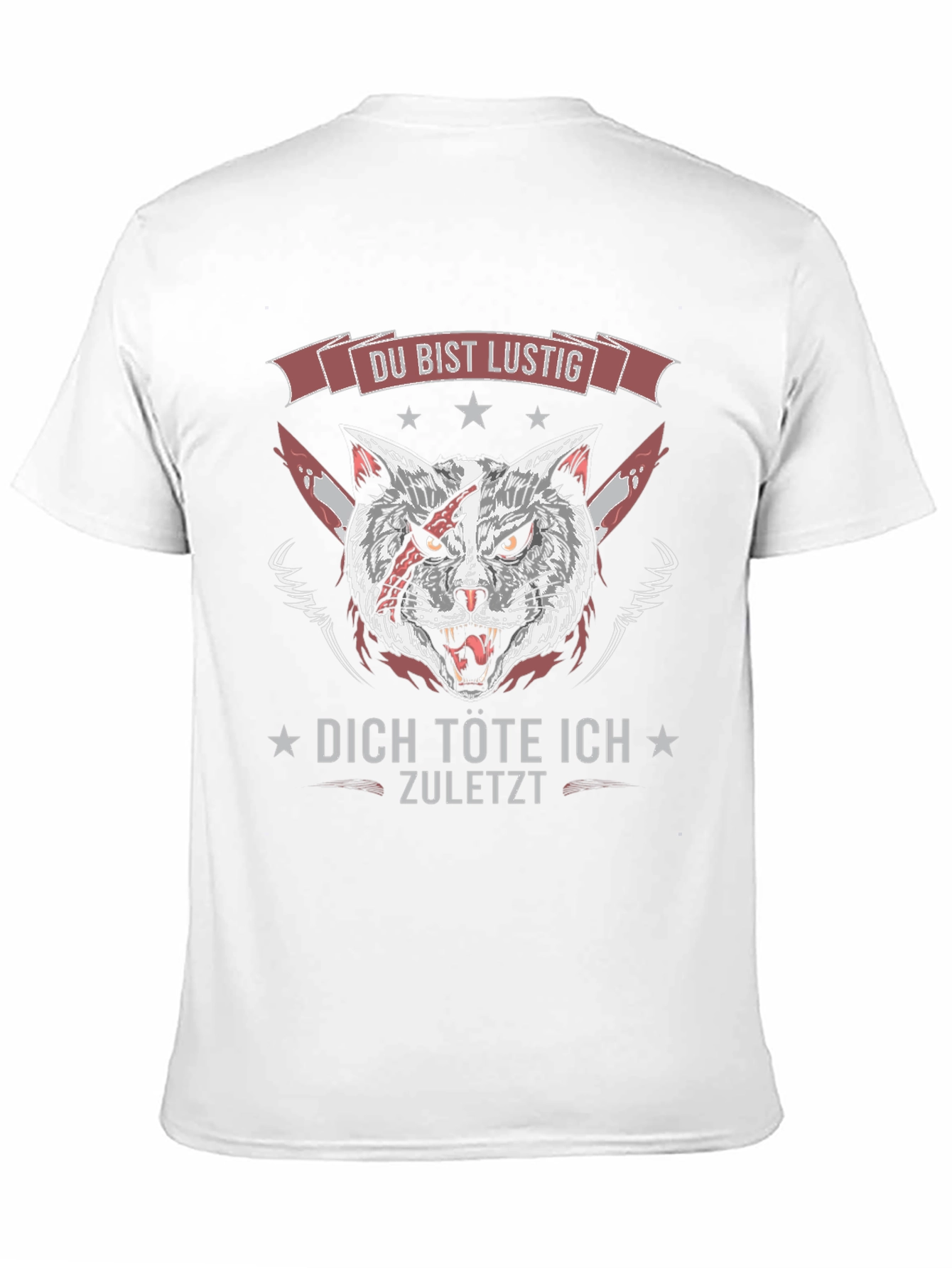 Black Du Bist Lustig T-Shirt - Killer Cat Design view 11
