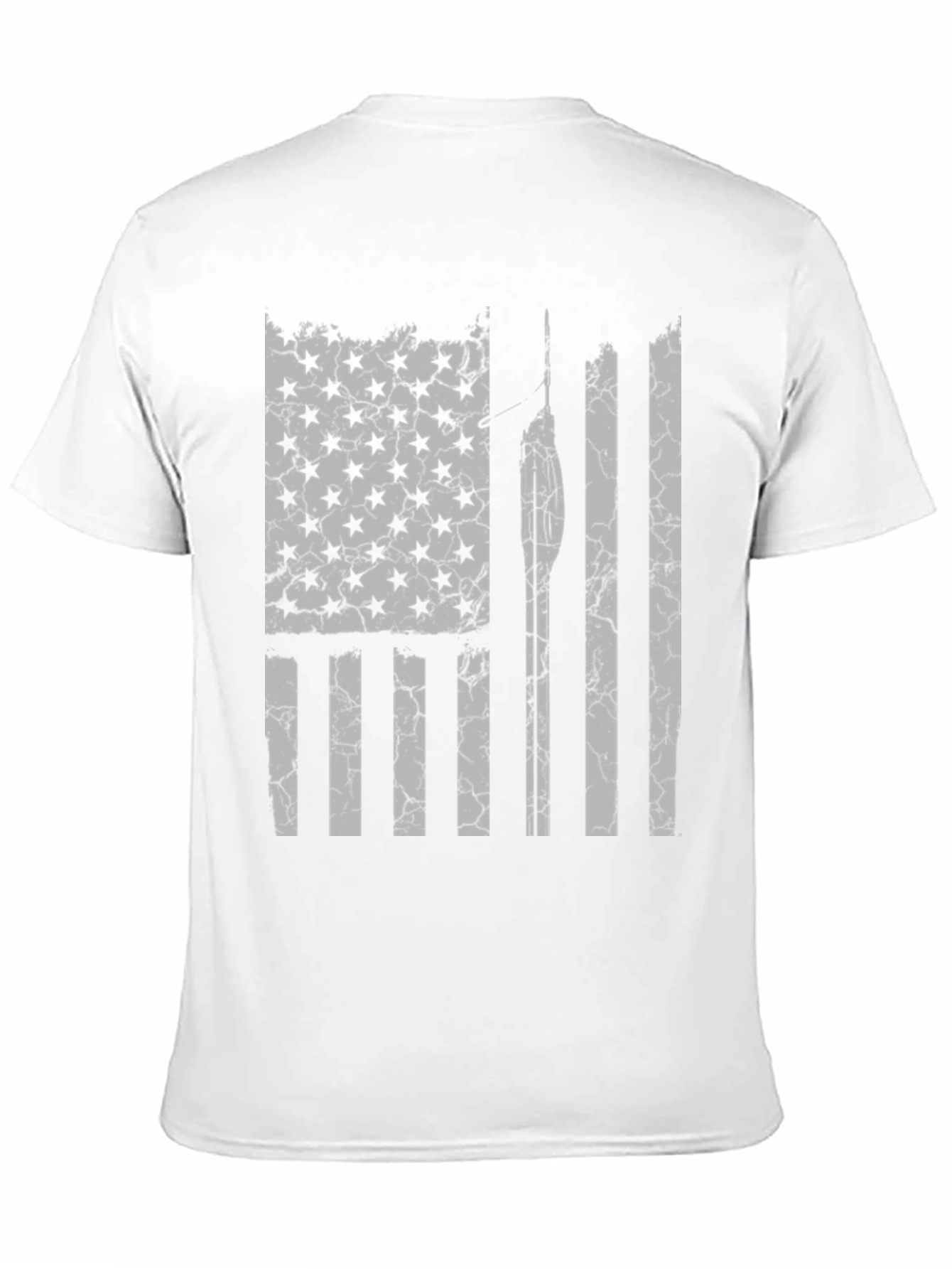 Black Distressed American Flag Spear Fishing T-Shirt view 11