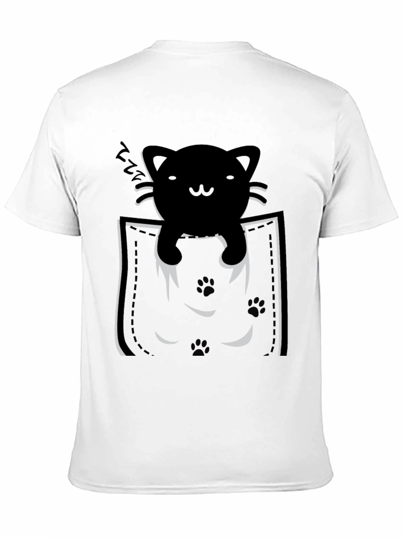 Black Pocket Cat T-Shirt - Black Kitten Tee view 11