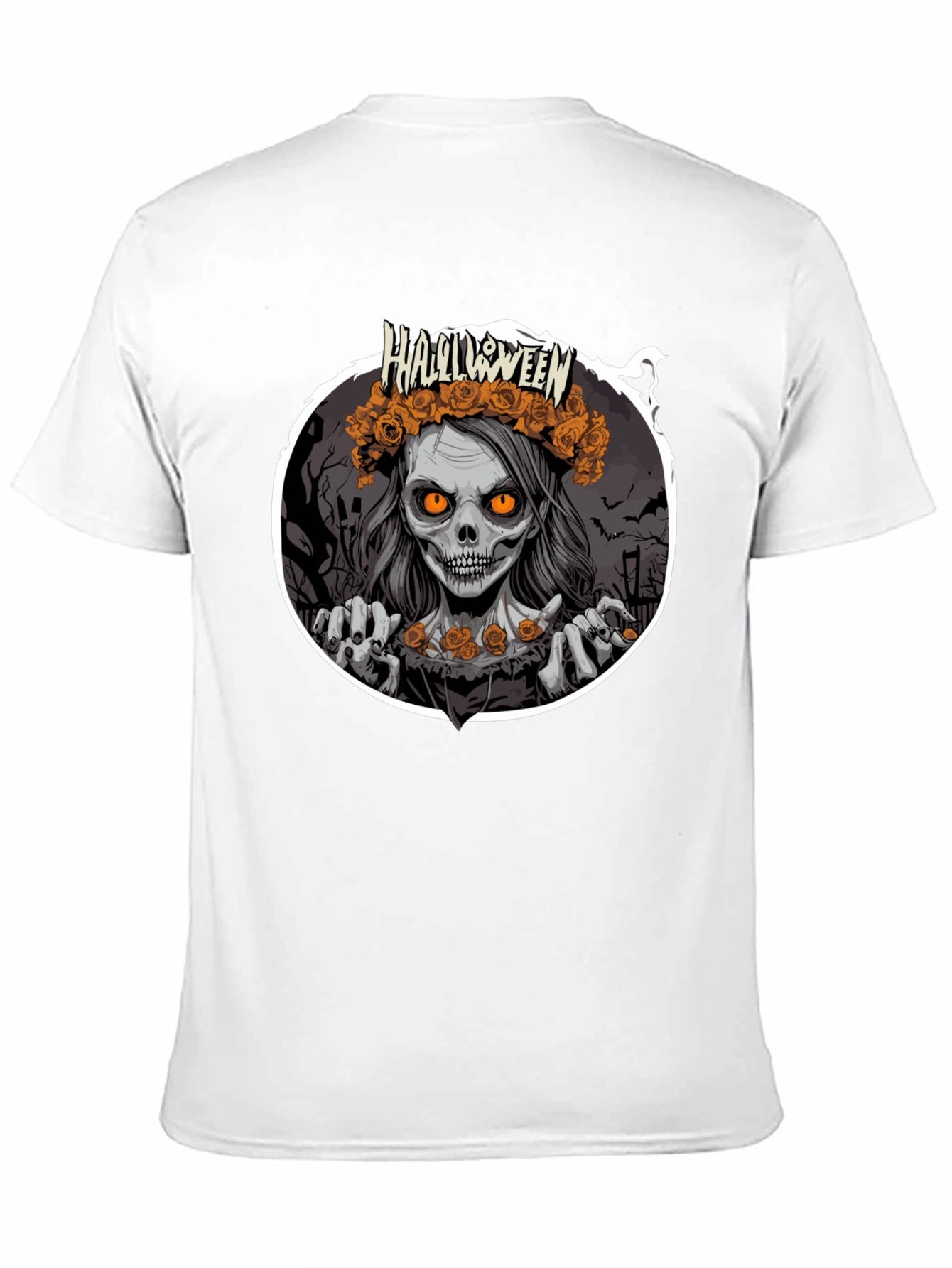 Black Halloween Zombie Woman Black T-Shirt view 11