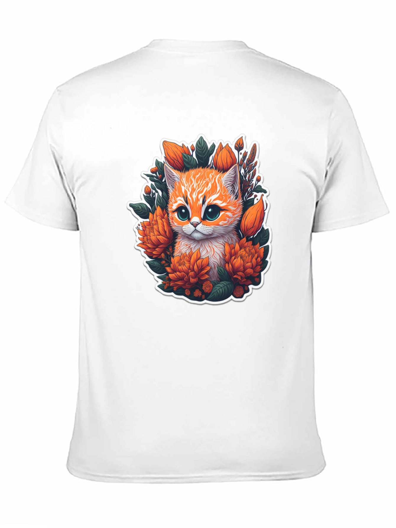 Black Floral Kitten Graphic Tee - Cute Cat Lover Shirt view 11