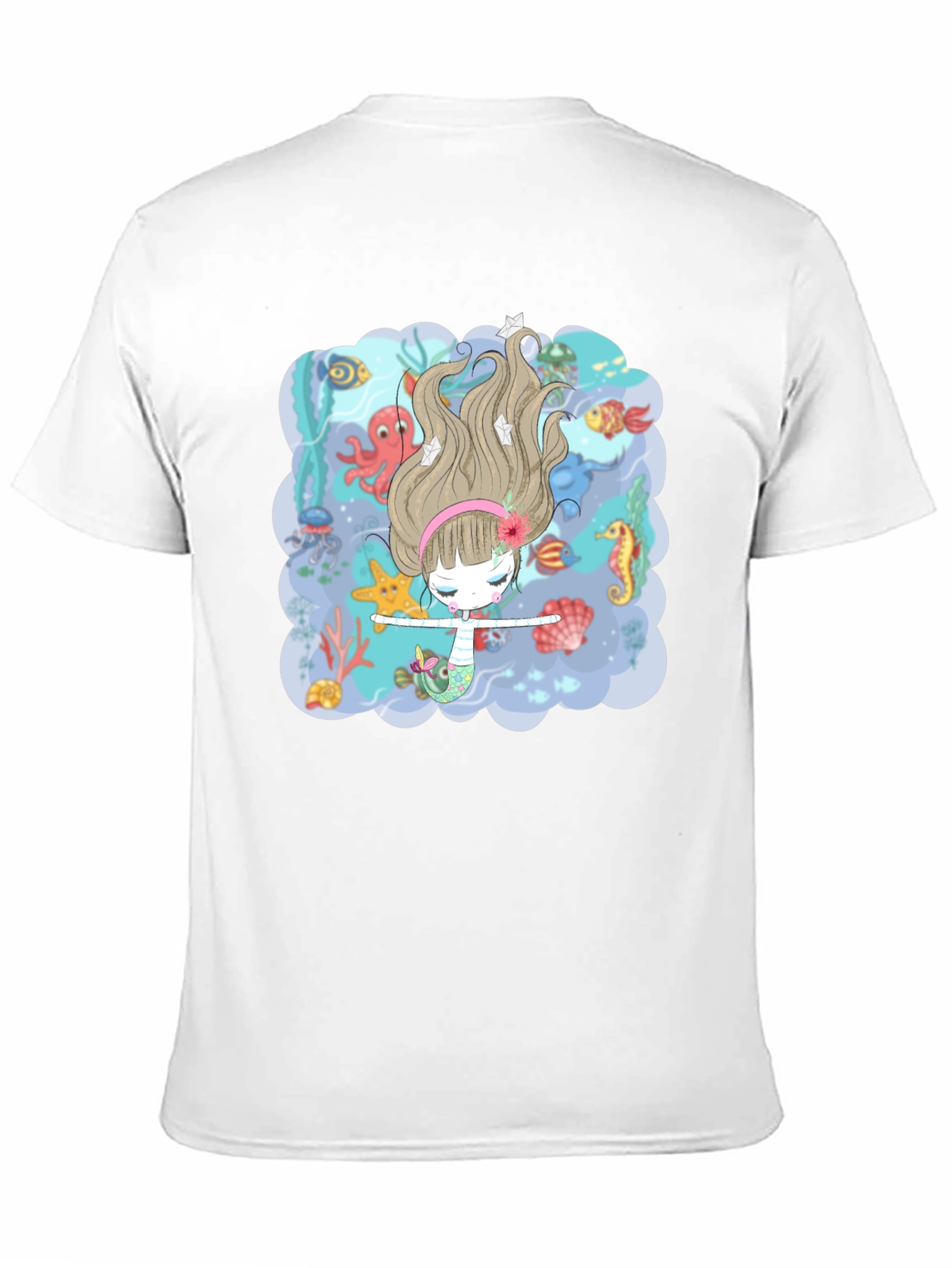 Black Mermaid T-Shirt - Undersea Adventure Design view 11