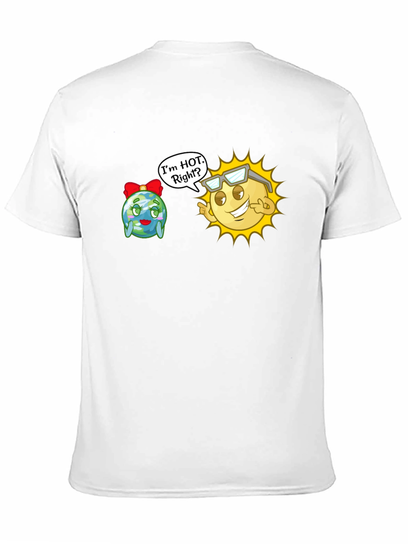 Black Funny Sun & Earth T-Shirt - I'm Hot, Right? view 11