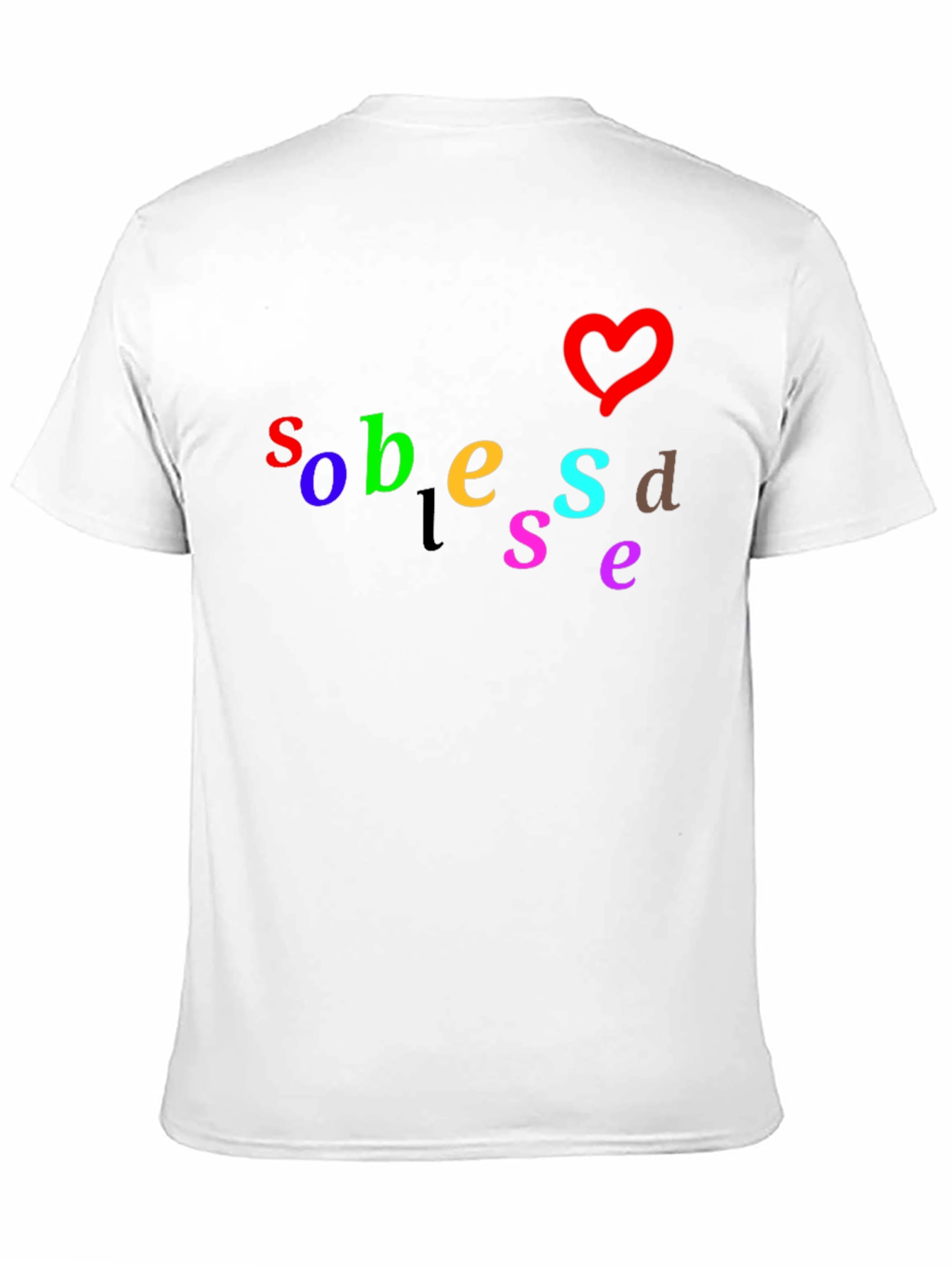 Black Colorful Graphic T-Shirt with Heart Design view 11