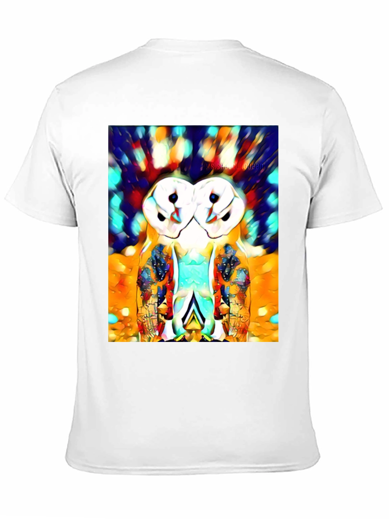 Black Abstract Owl Print T-Shirt view 11