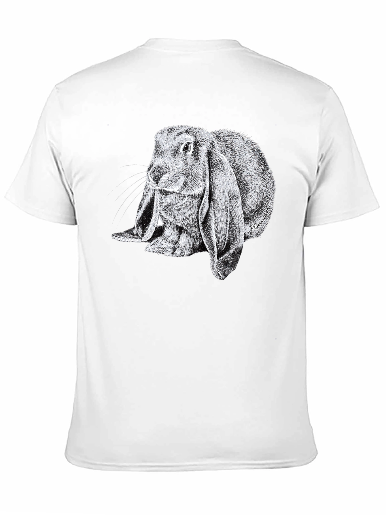 Black Rabbit Graphic Tee - Soft Black Cotton T-Shirt view 11