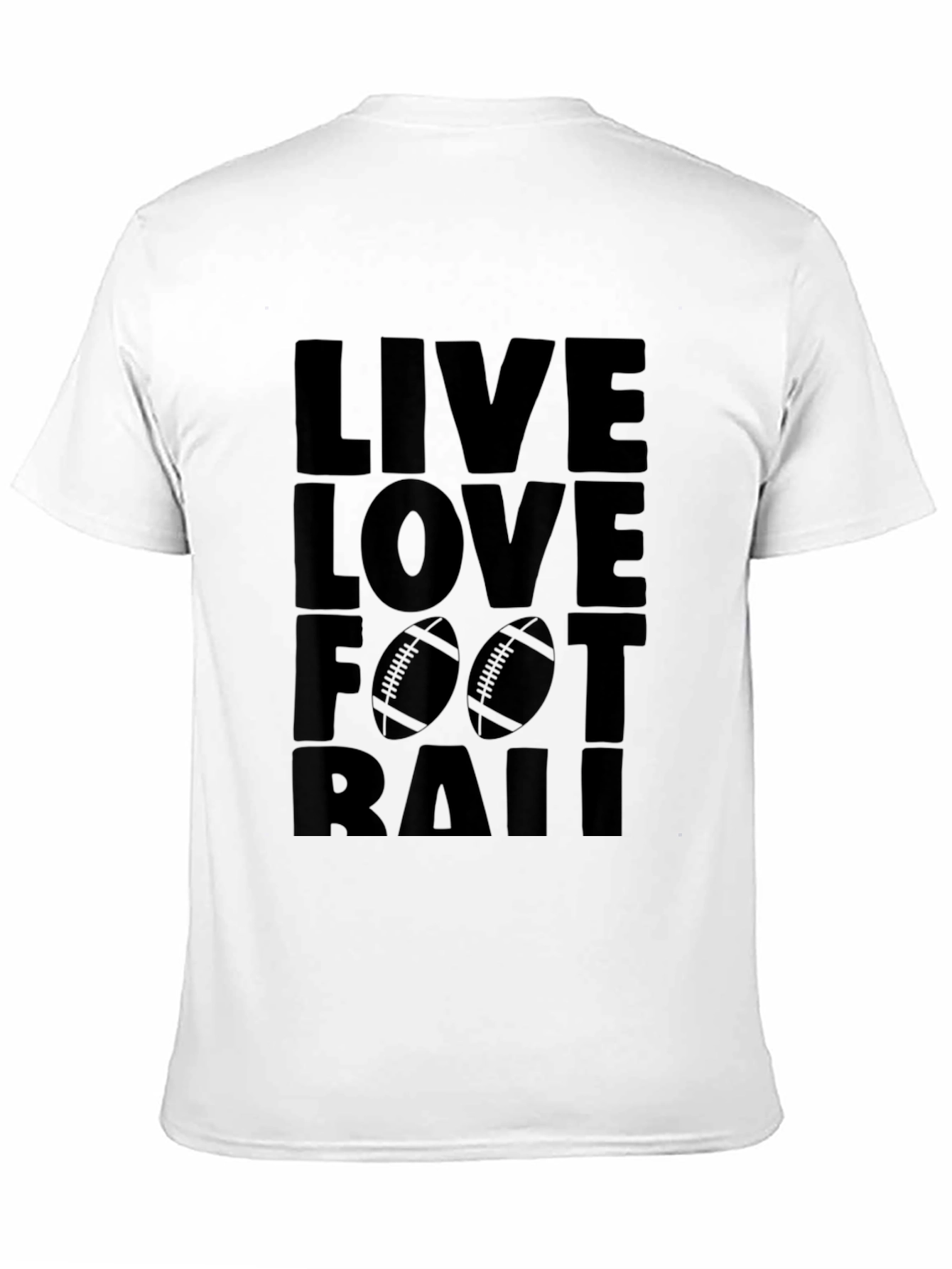 Black Live Love Football Graphic Tee - Black Cotton T-Shirt view 11