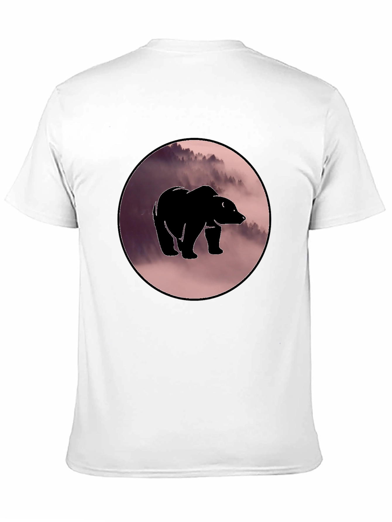 Black Bear Silhouette Graphic Print Crew Neck T-Shirt view 11